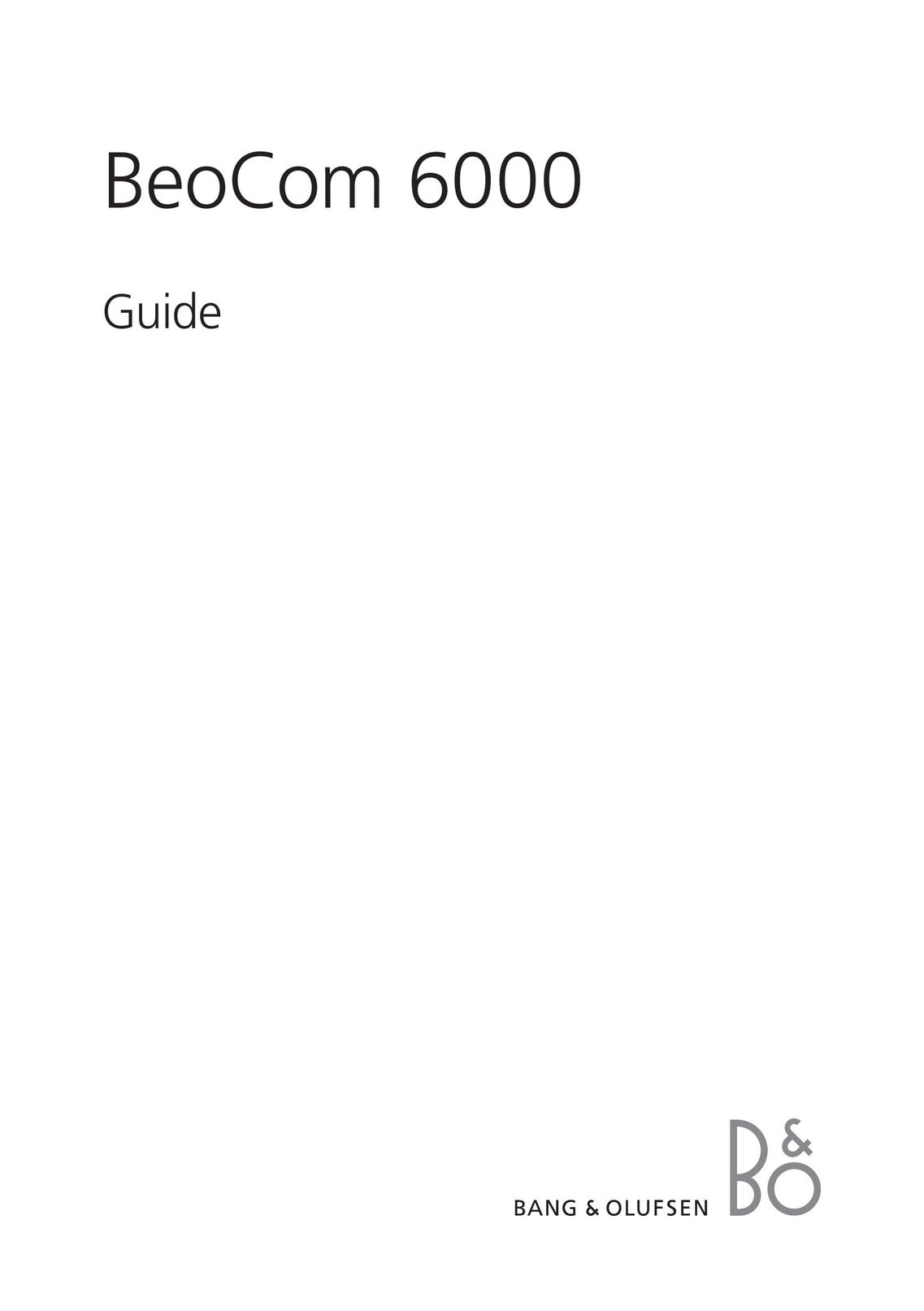 Bang & Olufsen Beocom 6000 Conference Phone User Manual