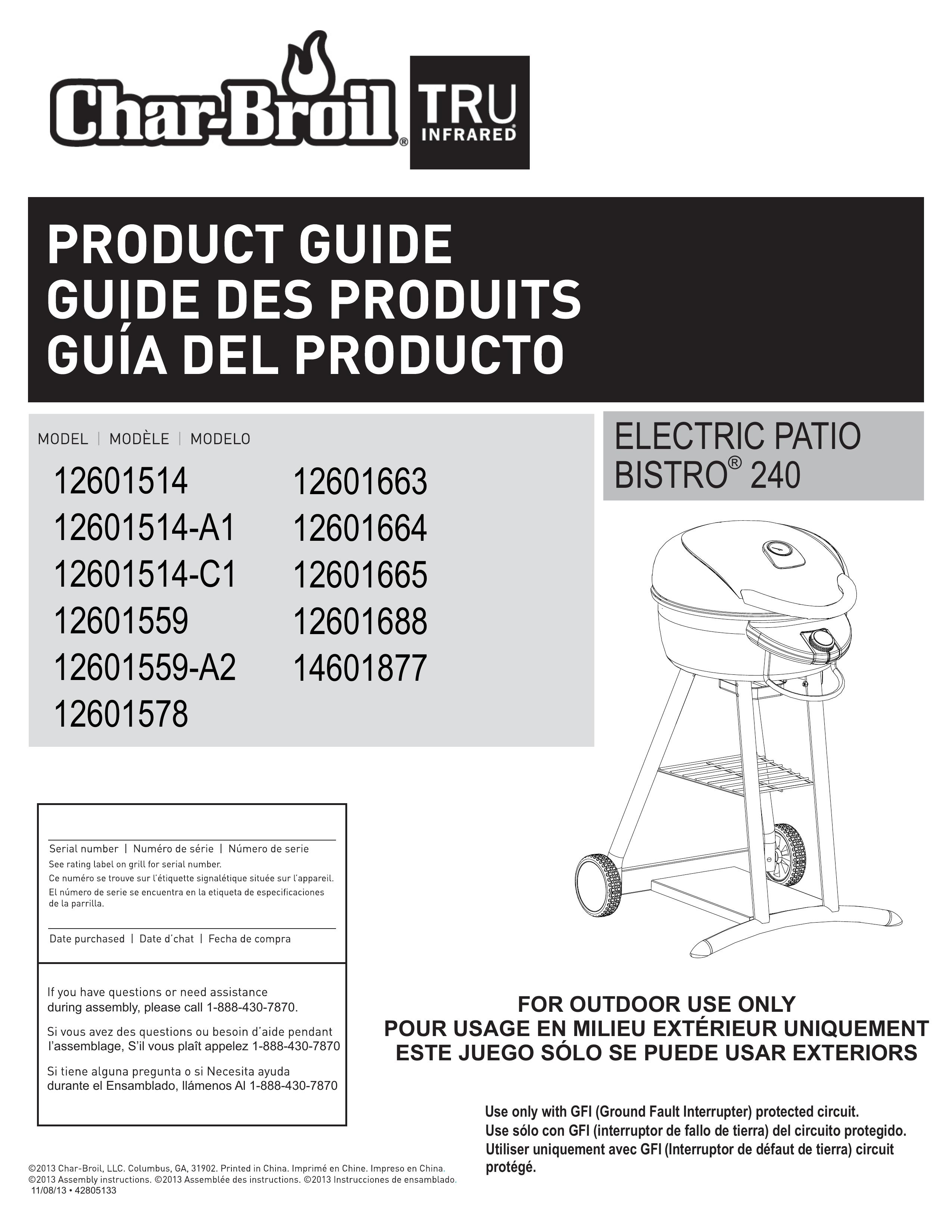 Char-Broil 12601664 Electric Grill User Manual