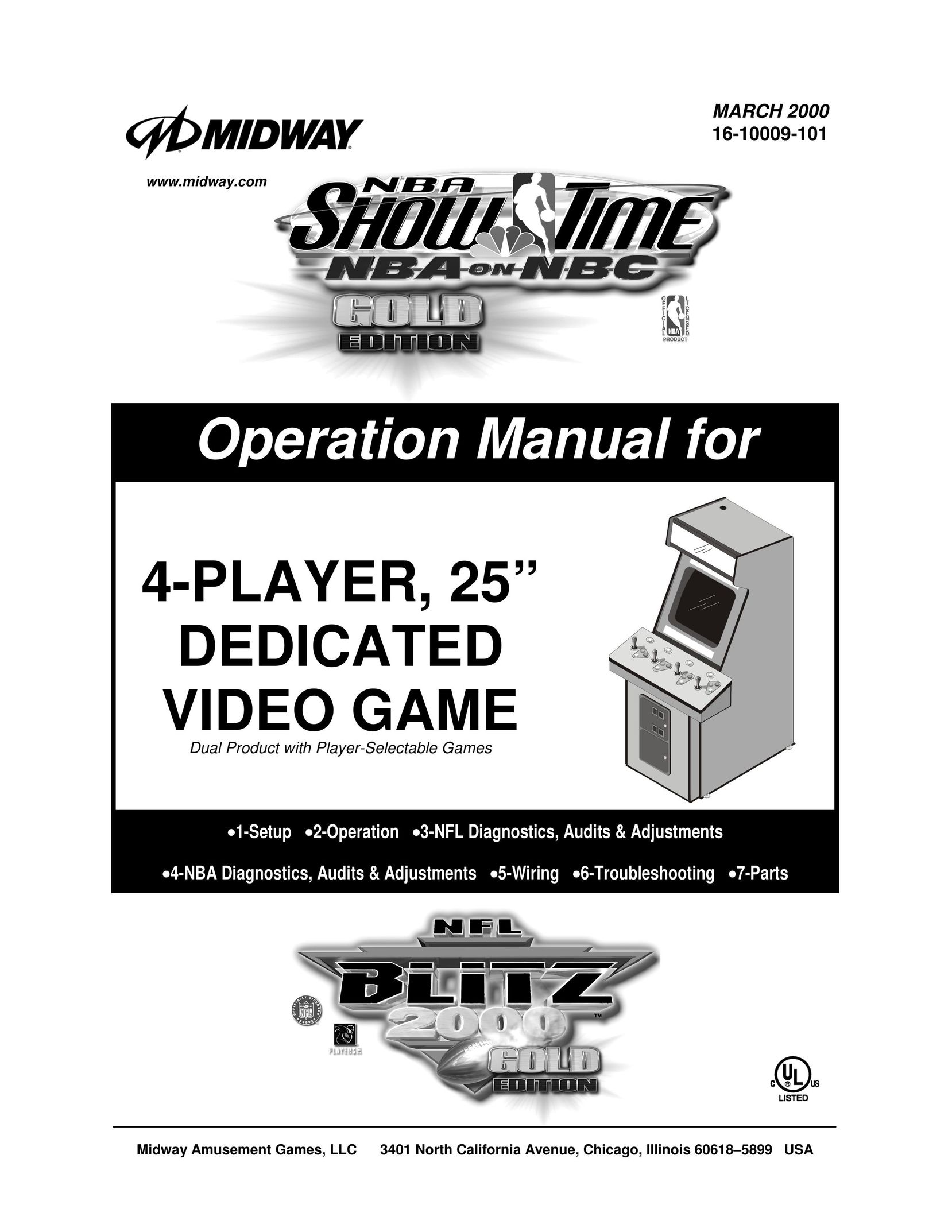 Midway 4-Player 25" Dedicated Video Game Video Game Console User Manual