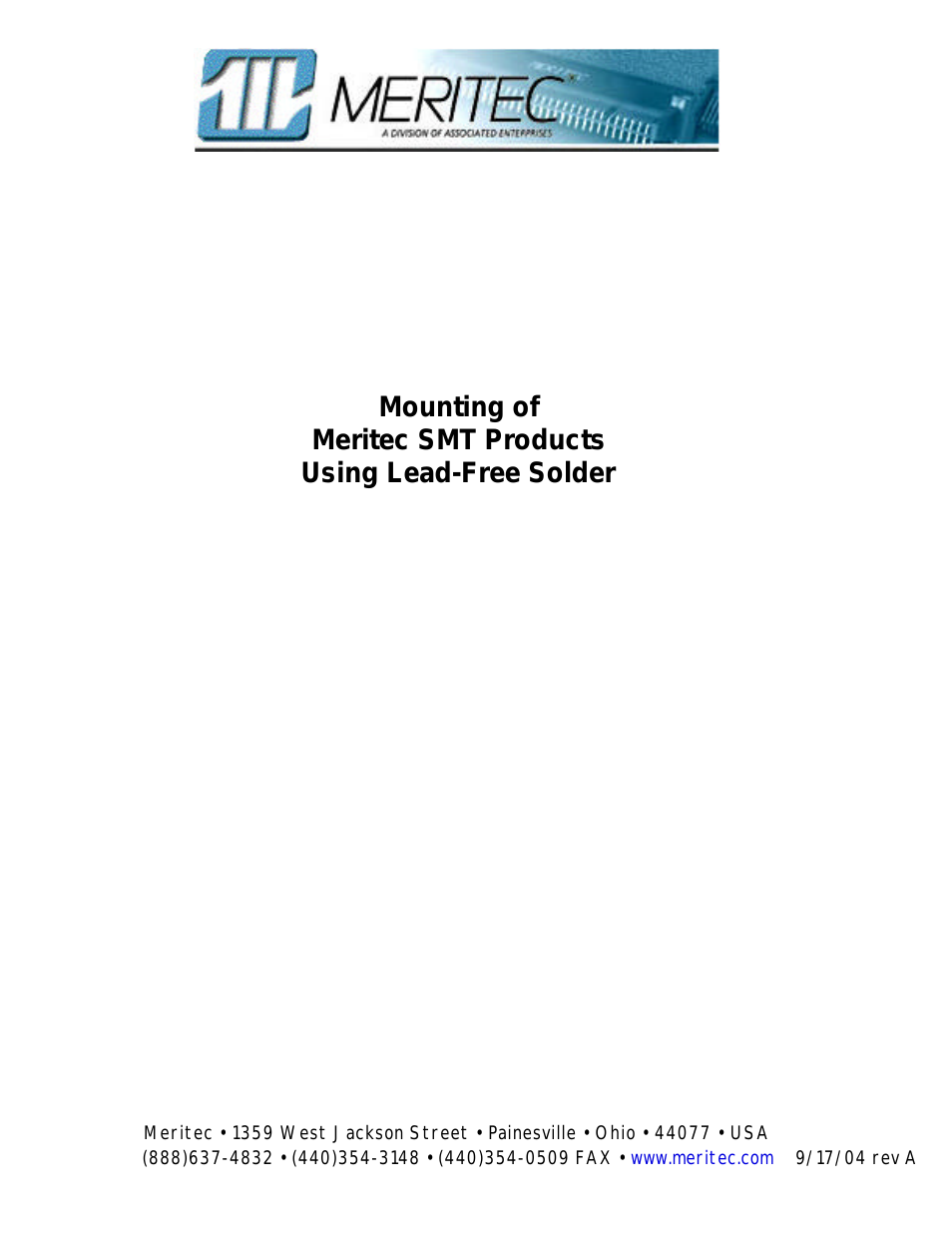 Meritec SMT Products Using Lead-Free Solder