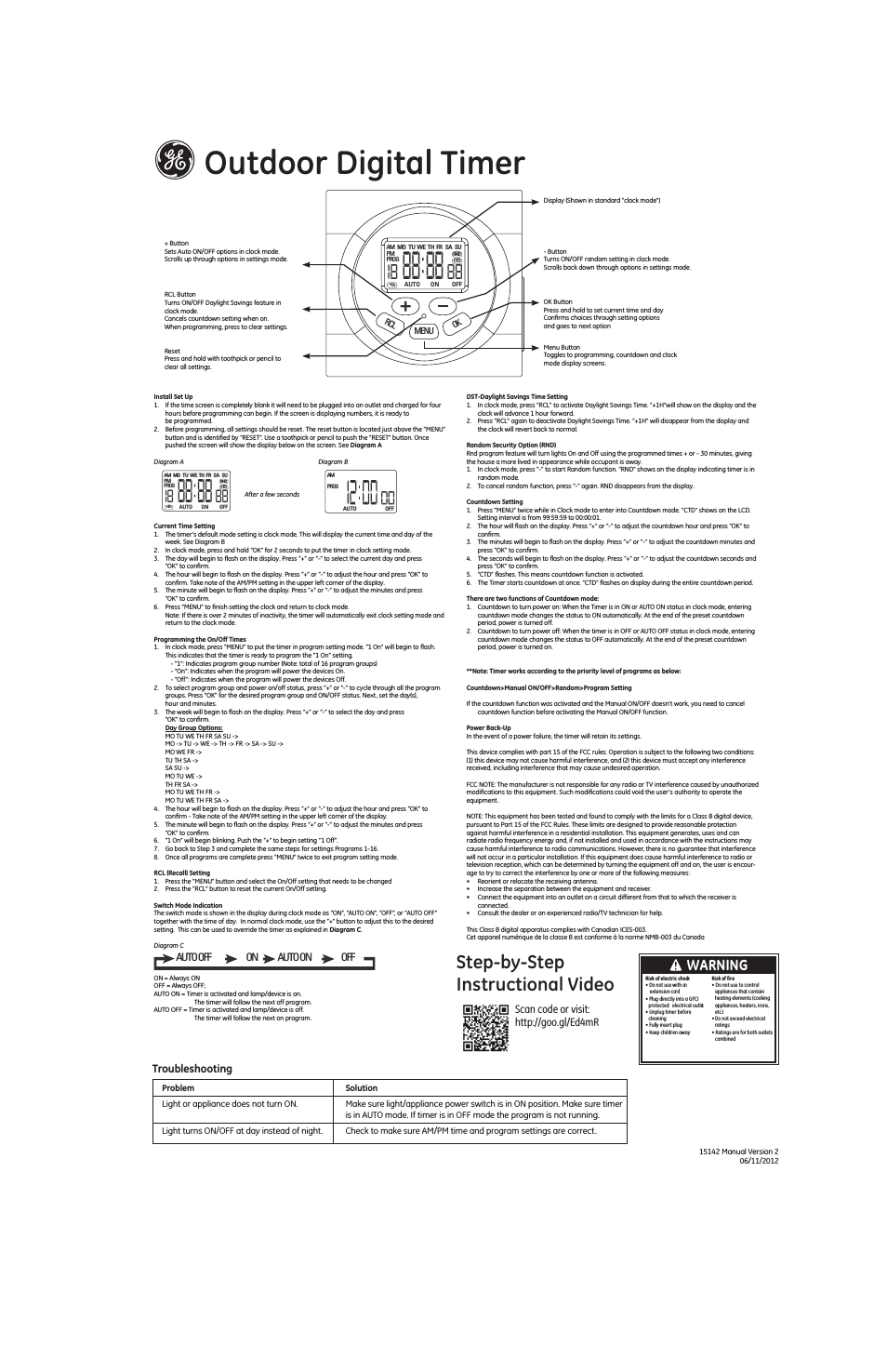 15142 Outdoor Digital Timer (Page 1)
