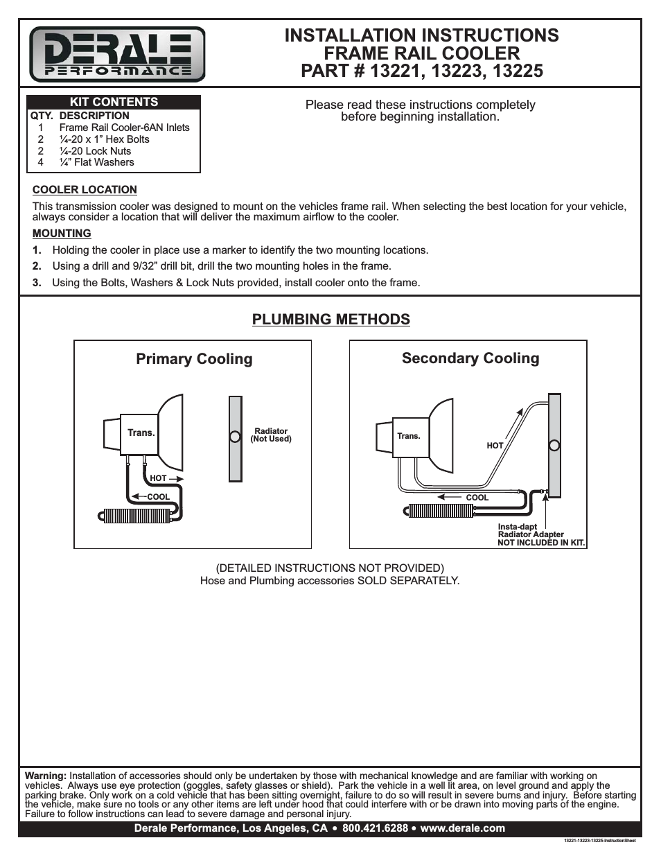 2 Pass 12" Series 7000 Copper_Aluminum Frame Rail Cooler (Page 1)