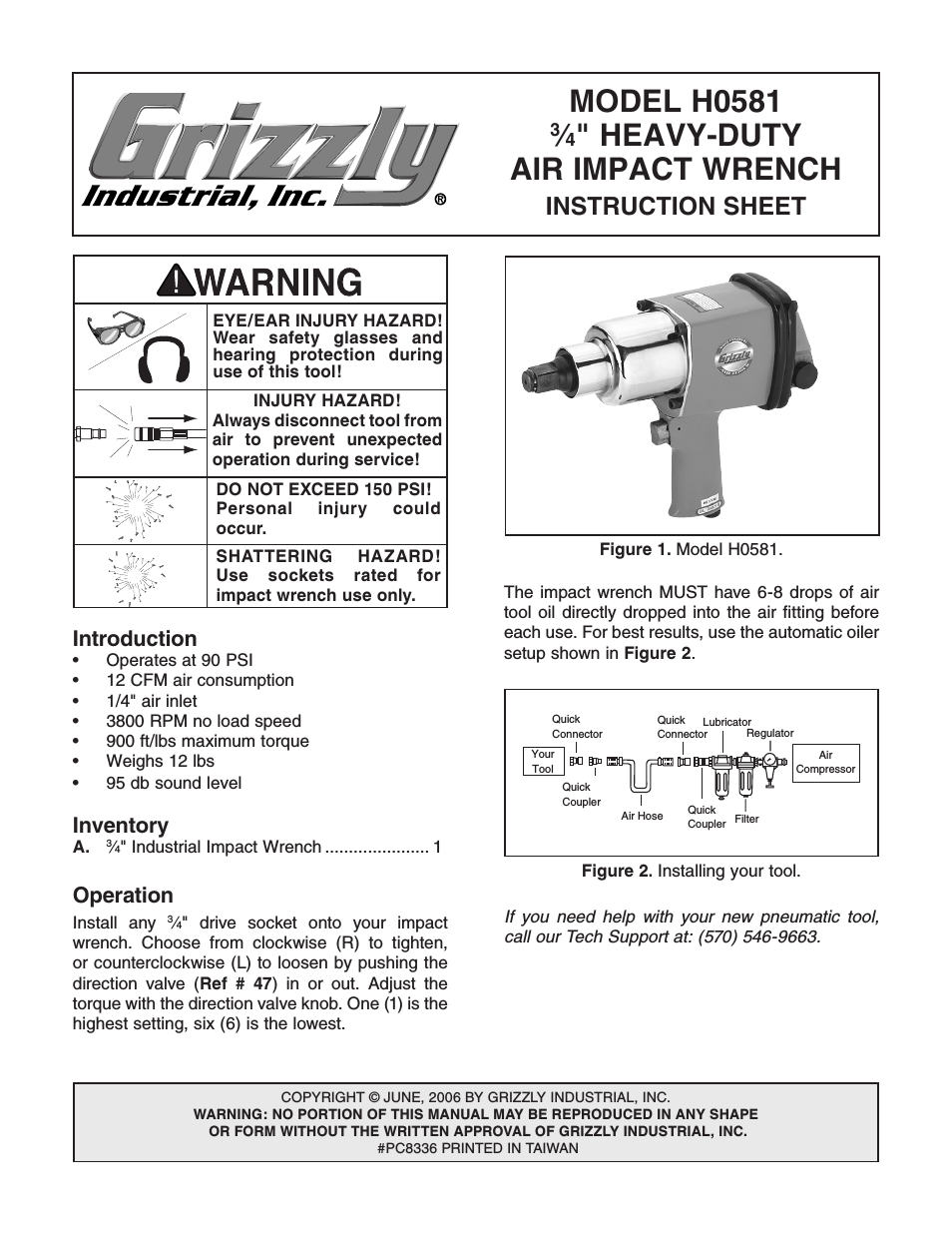 3/4" Heavy Duty Air Impact Wrench H0581 (Page 1)