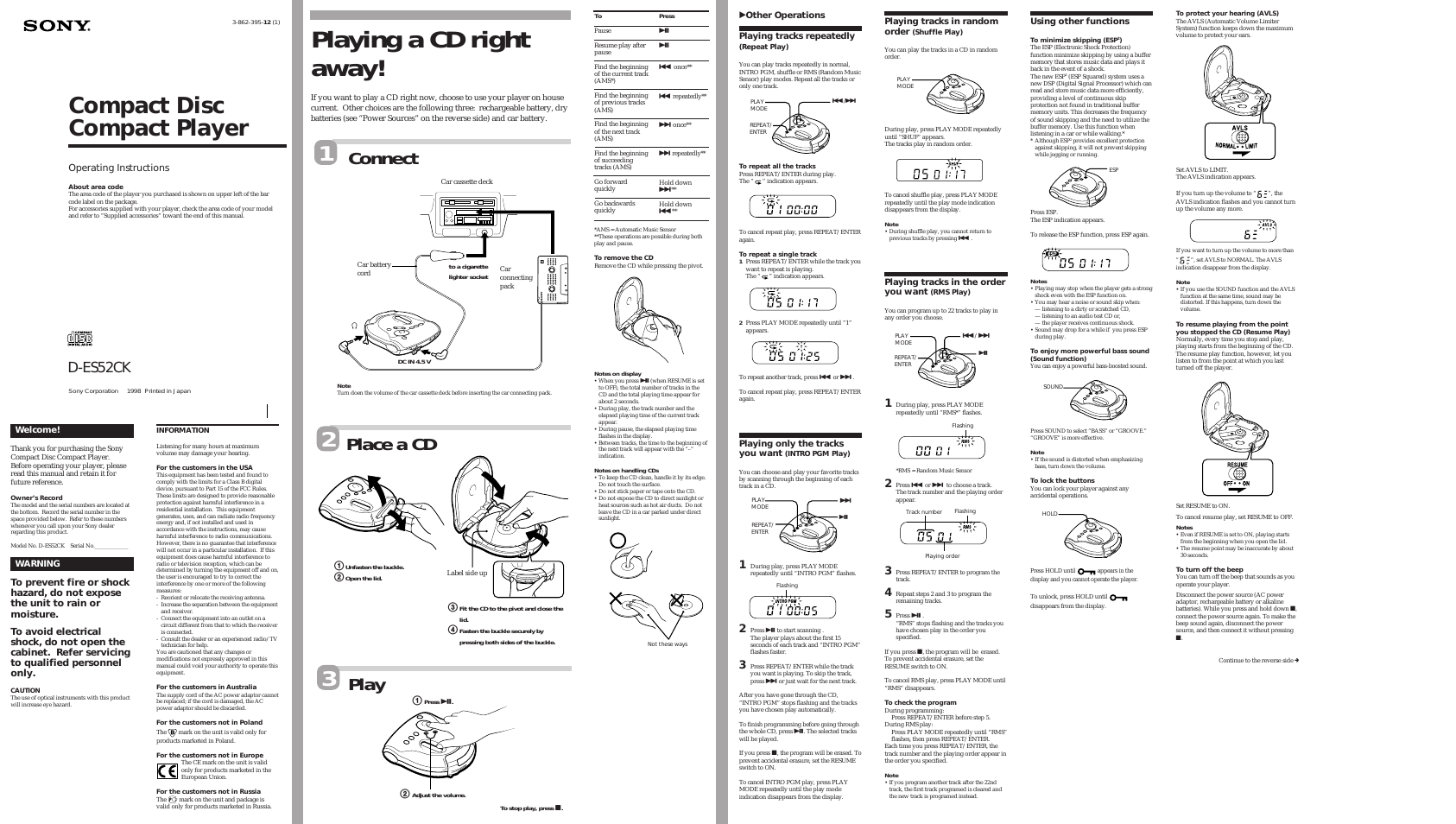 CD Walkman D-ES52CK (Page 1)