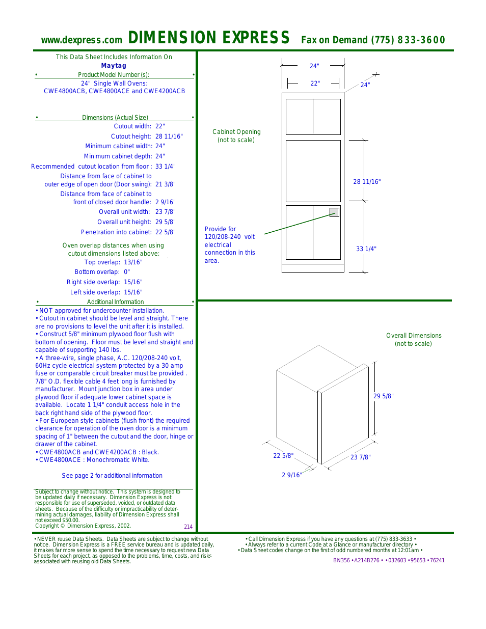 CWE4800ACS Dimension Guide (Page 1)