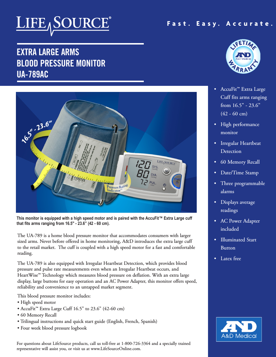 Extra Large Arms Blood Pressure Monitor UA-789AC (Page 1)