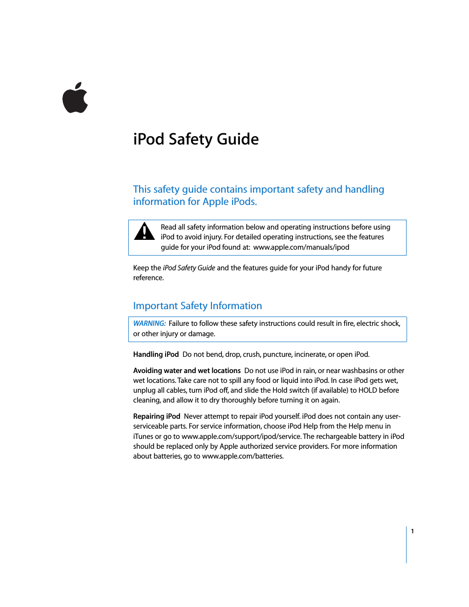iPod (Safety Guide) (Page 1)