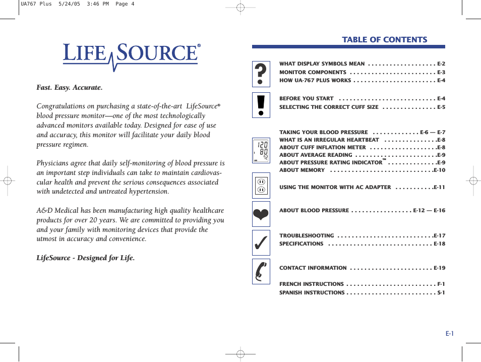 Life Source Blood Pressure Monitor UA-767 Plus (Page 3)