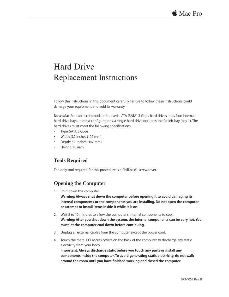 MAC PRO (Hard Drive Replacement) (Page 1)