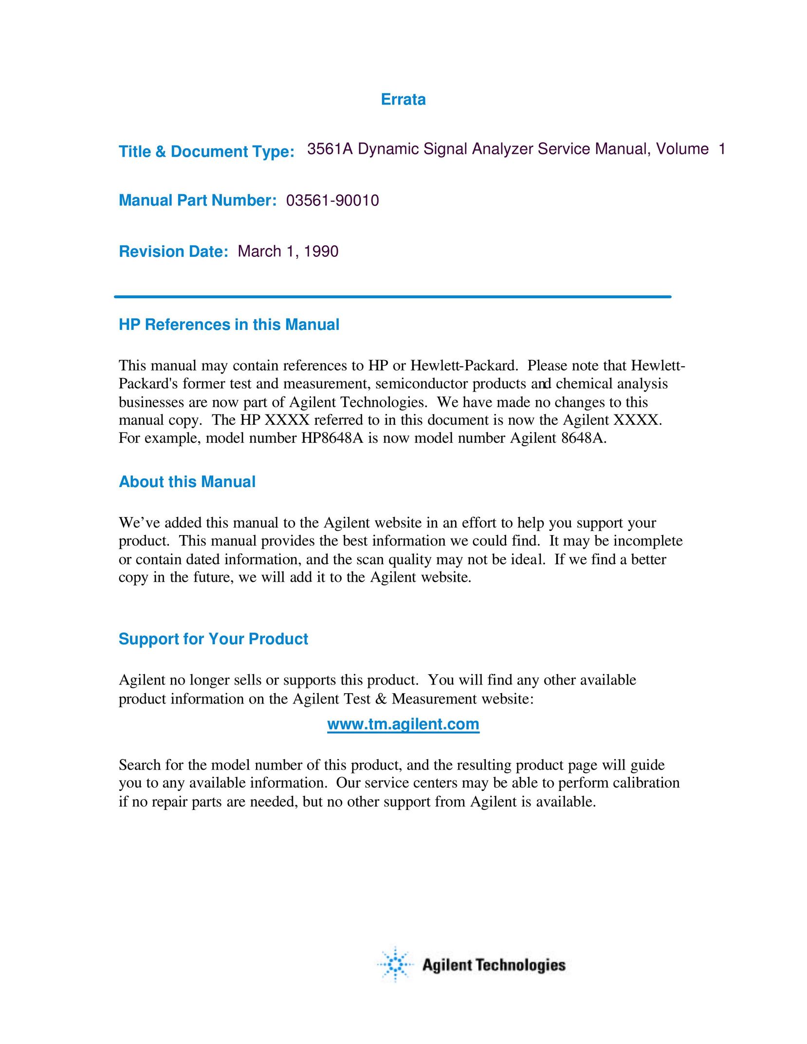 Agilent Technologies 03561-90010 All in One Printer User Manual (Page 1)