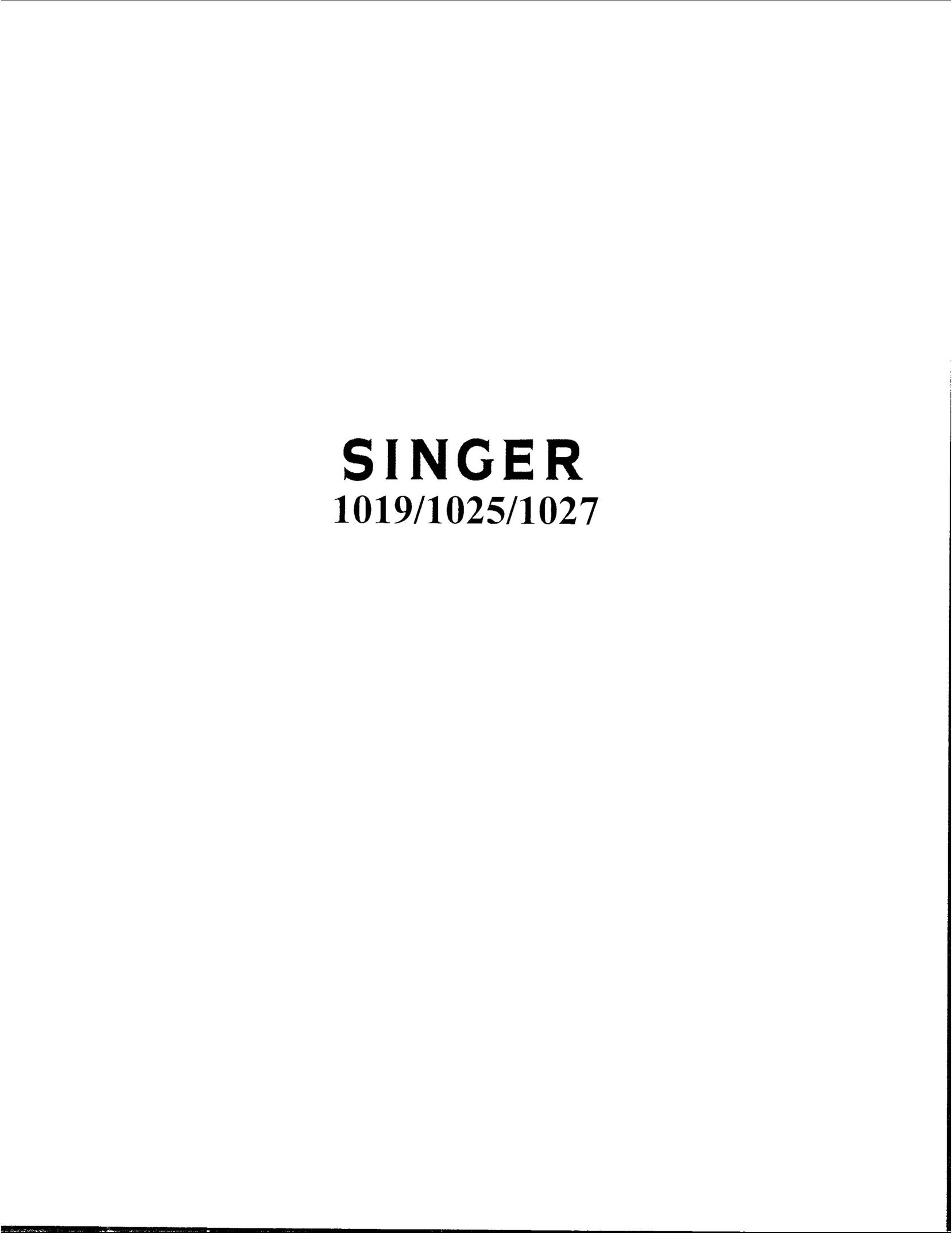 Singer 1019 Sewing Machine User Manual (Page 1)