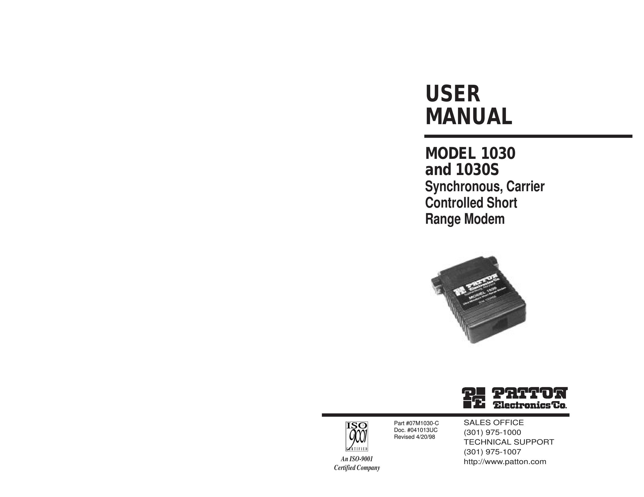 Patton electronic 1030 Model Vehicle User Manual (Page 1)