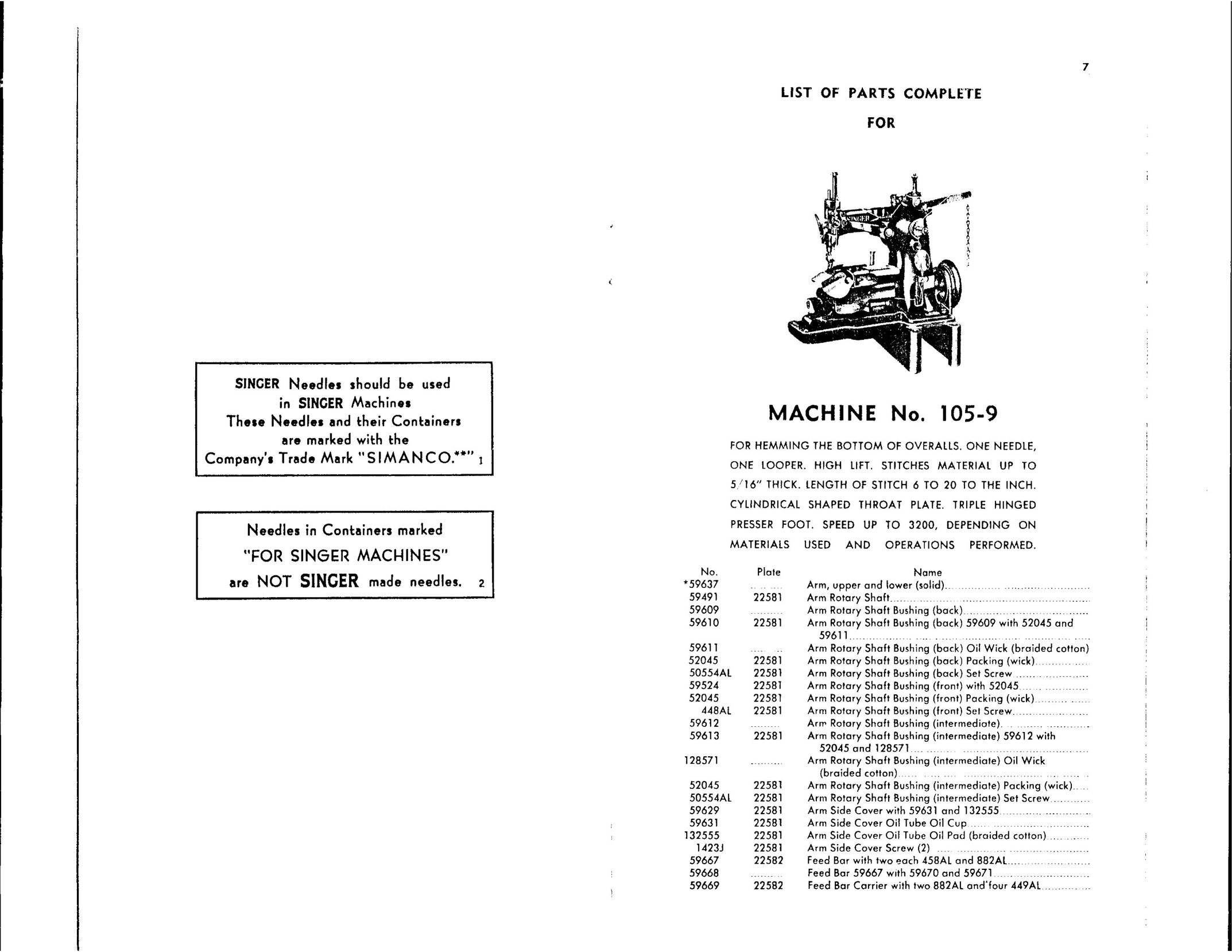 Singer 105-9 Sewing Machine User Manual (Page 4)