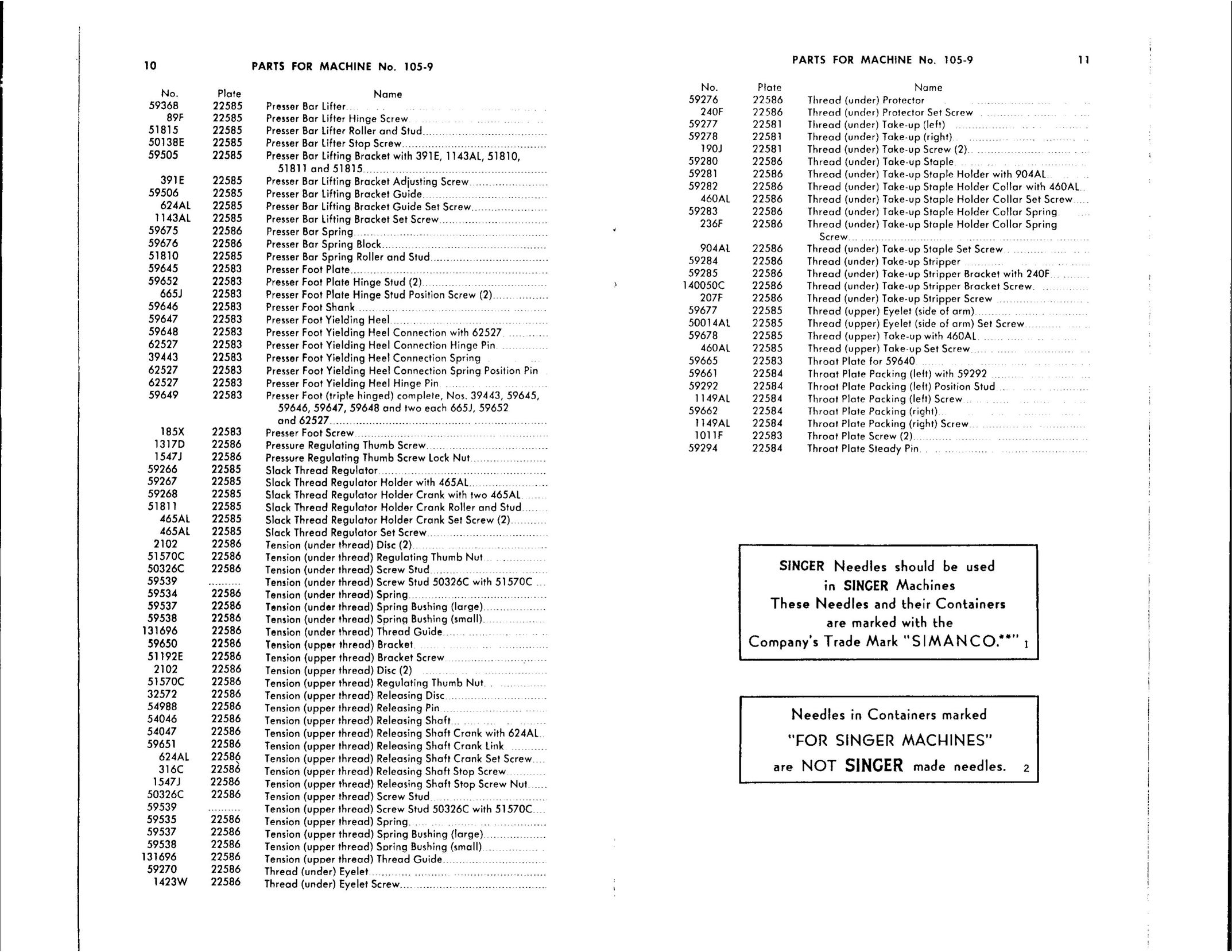 Singer 105-9 Sewing Machine User Manual (Page 6)
