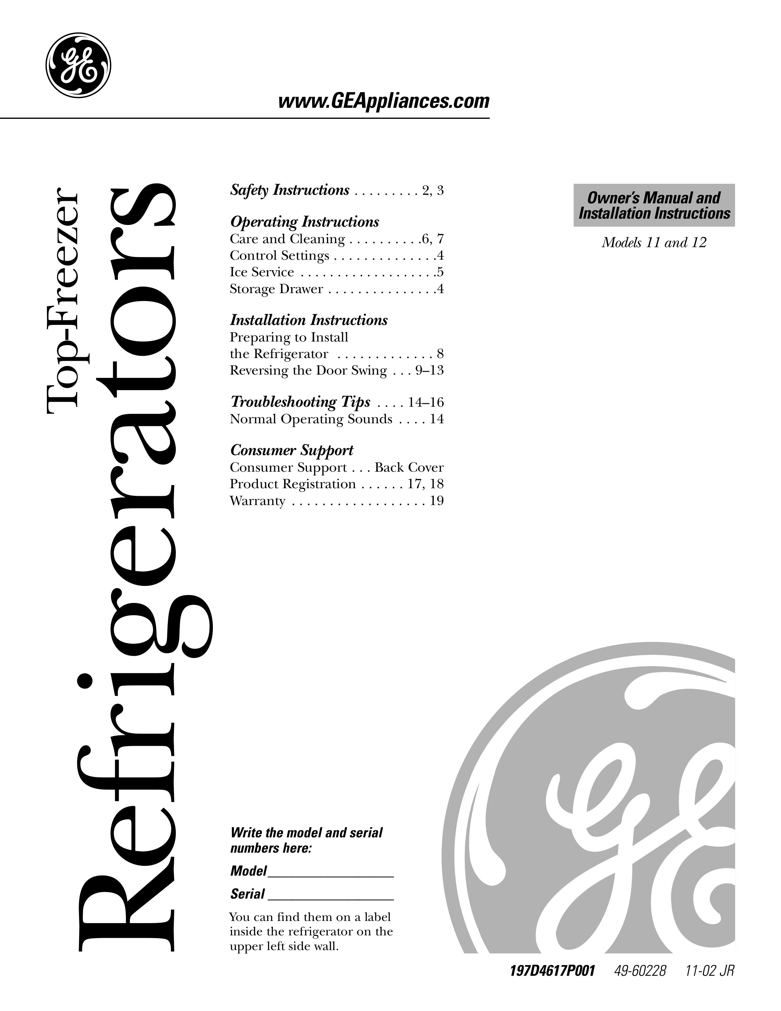 GE 11 Refrigerator User Manual (Page 1)