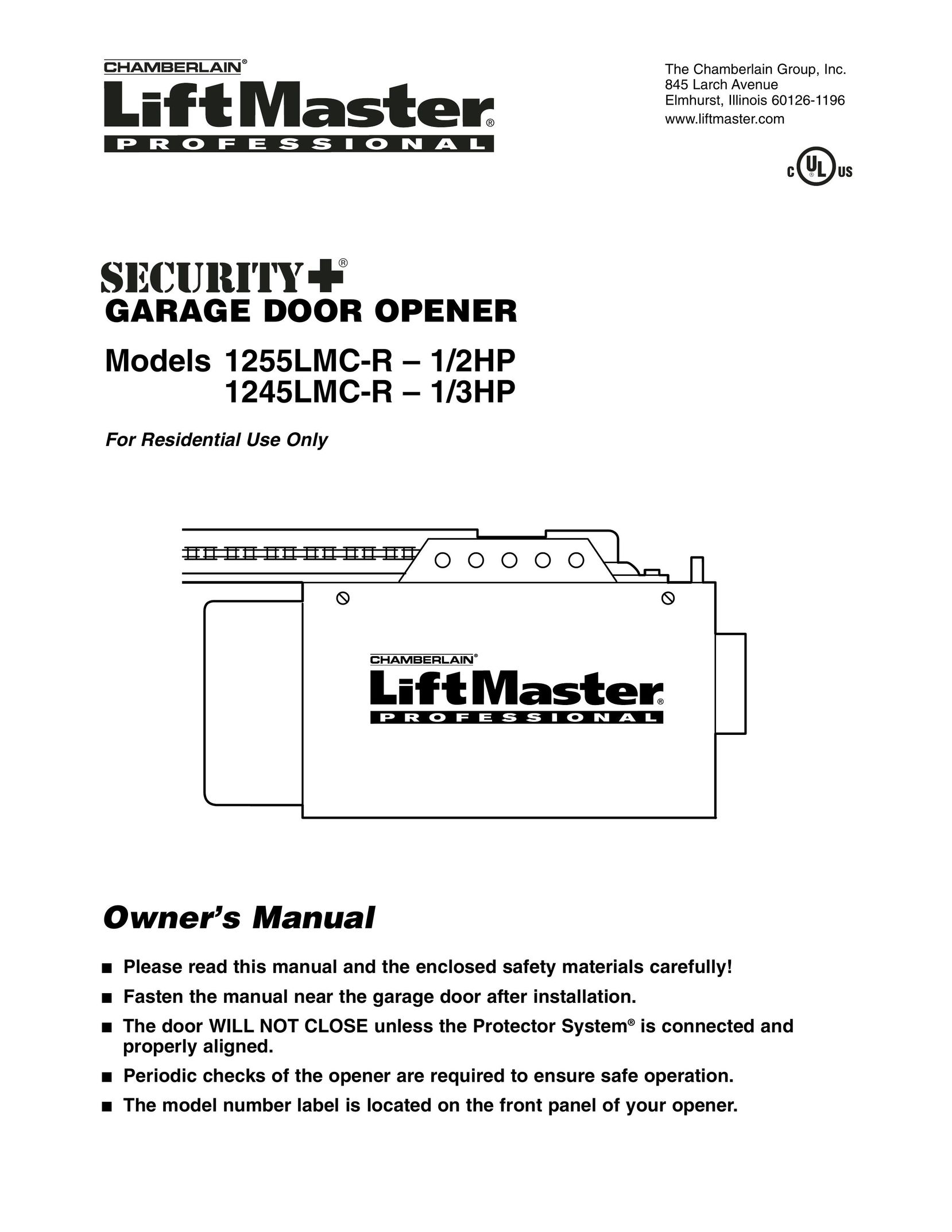 Chamberlain 1245LMC-R-1/3HP Garage Door Opener User Manual (Page 1)