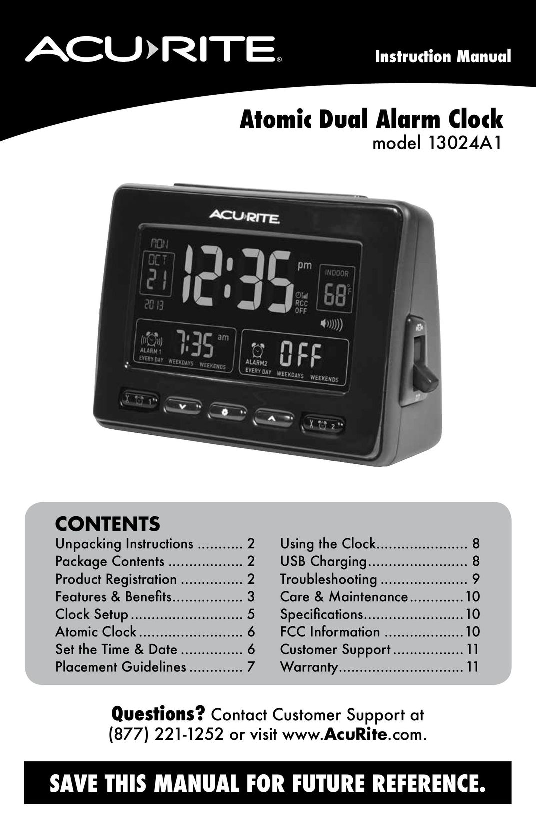 Acu-Rite 13024A1 Clock User Manual (Page 1)
