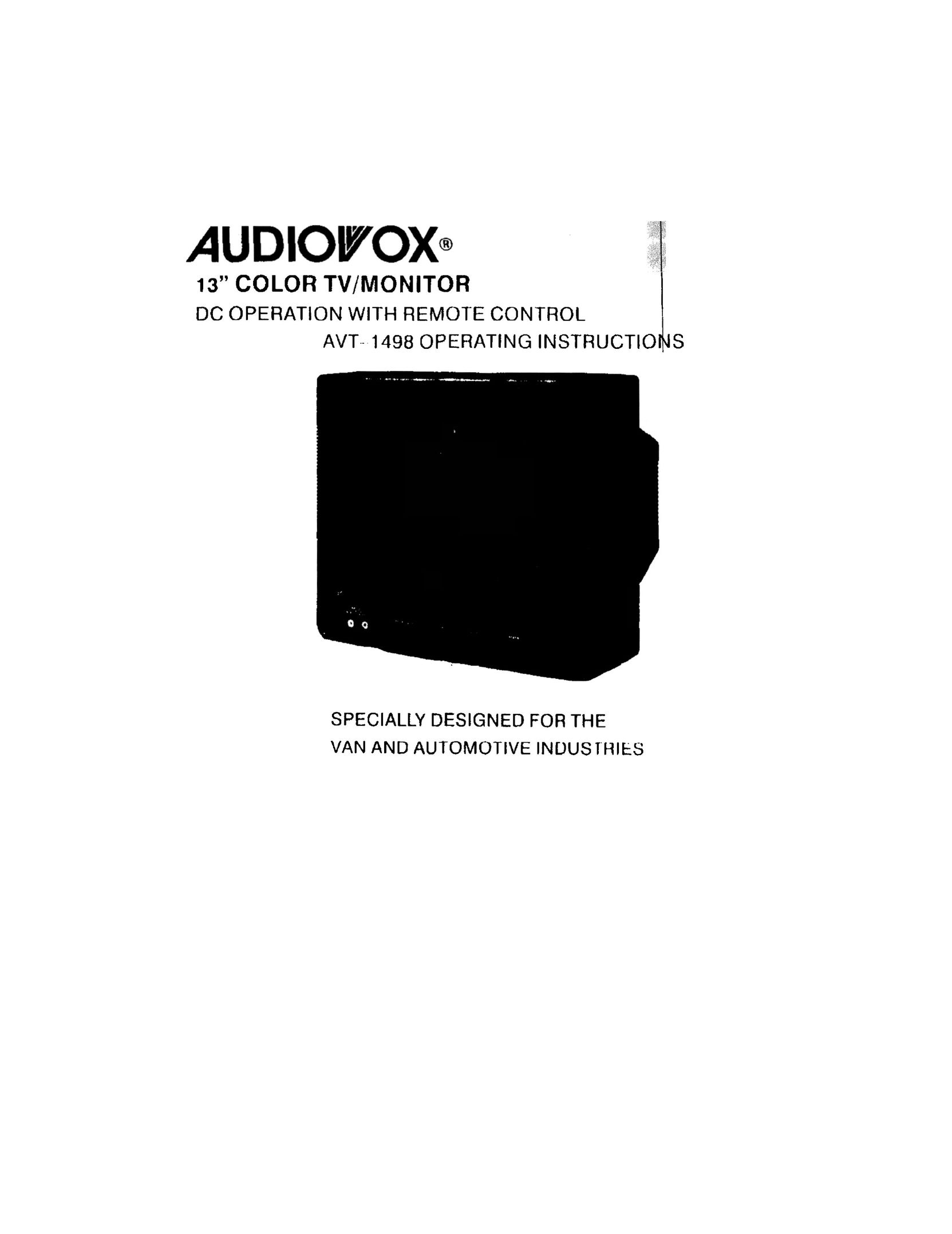 Audiovox AVT 1498 CRT Television User Manual (Page 1)