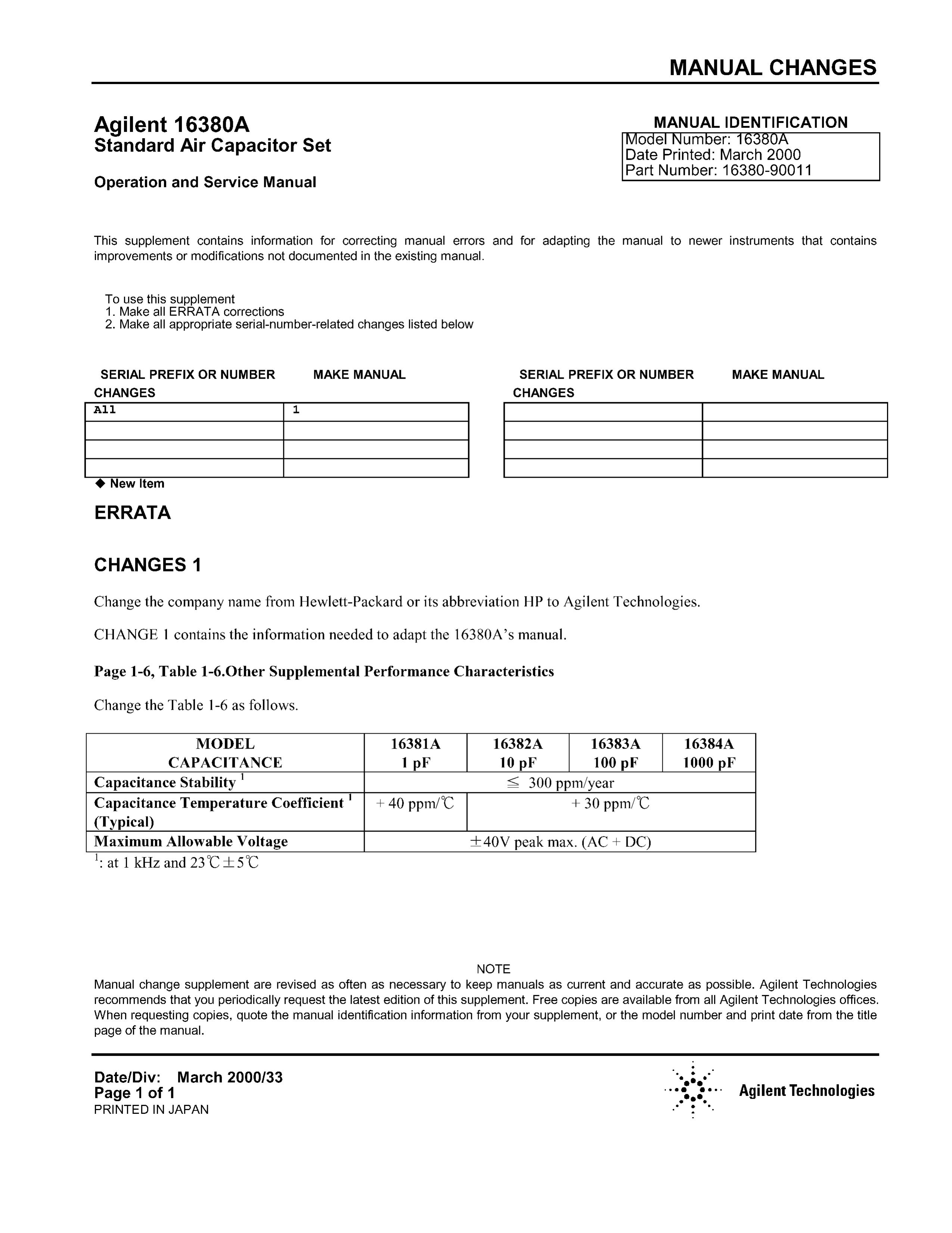 Agilent Technologies 16380A Washer/Dryer User Manual (Page 1)