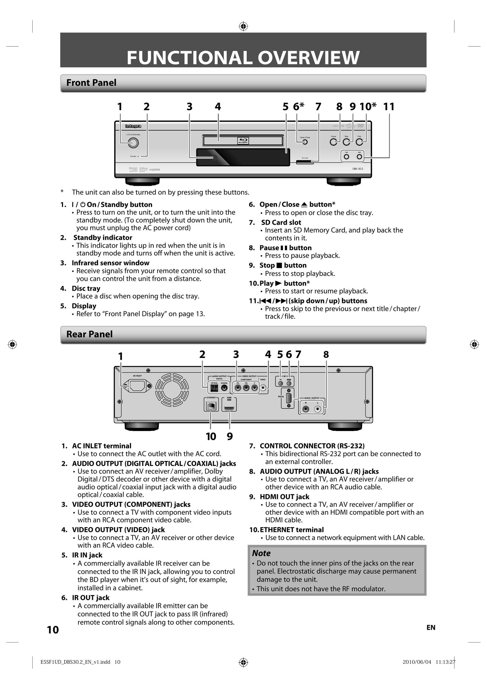 Integra 1VMN29753 Blu-ray Player User Manual (Page 10)