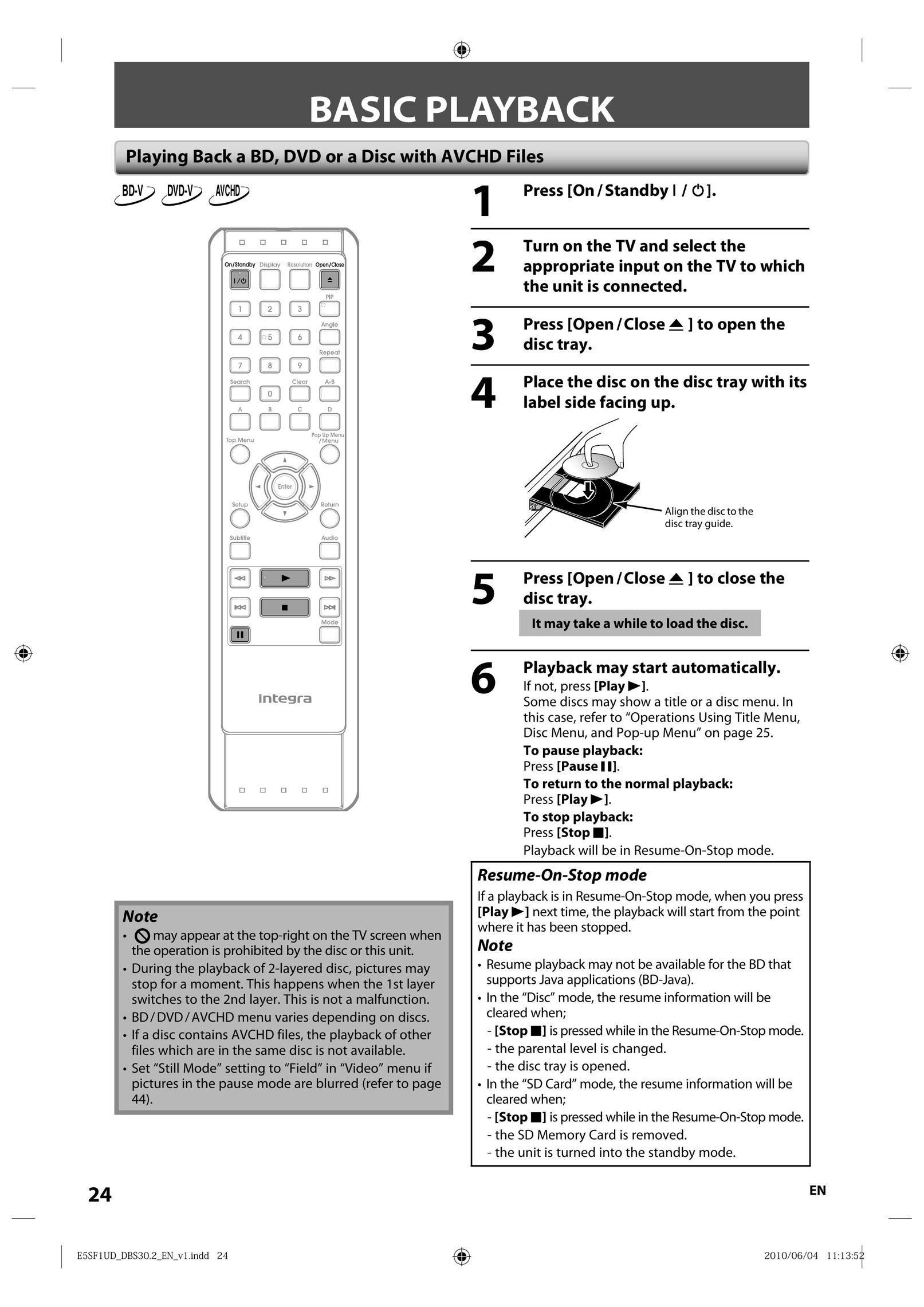 Integra 1VMN29753 Blu-ray Player User Manual (Page 24)