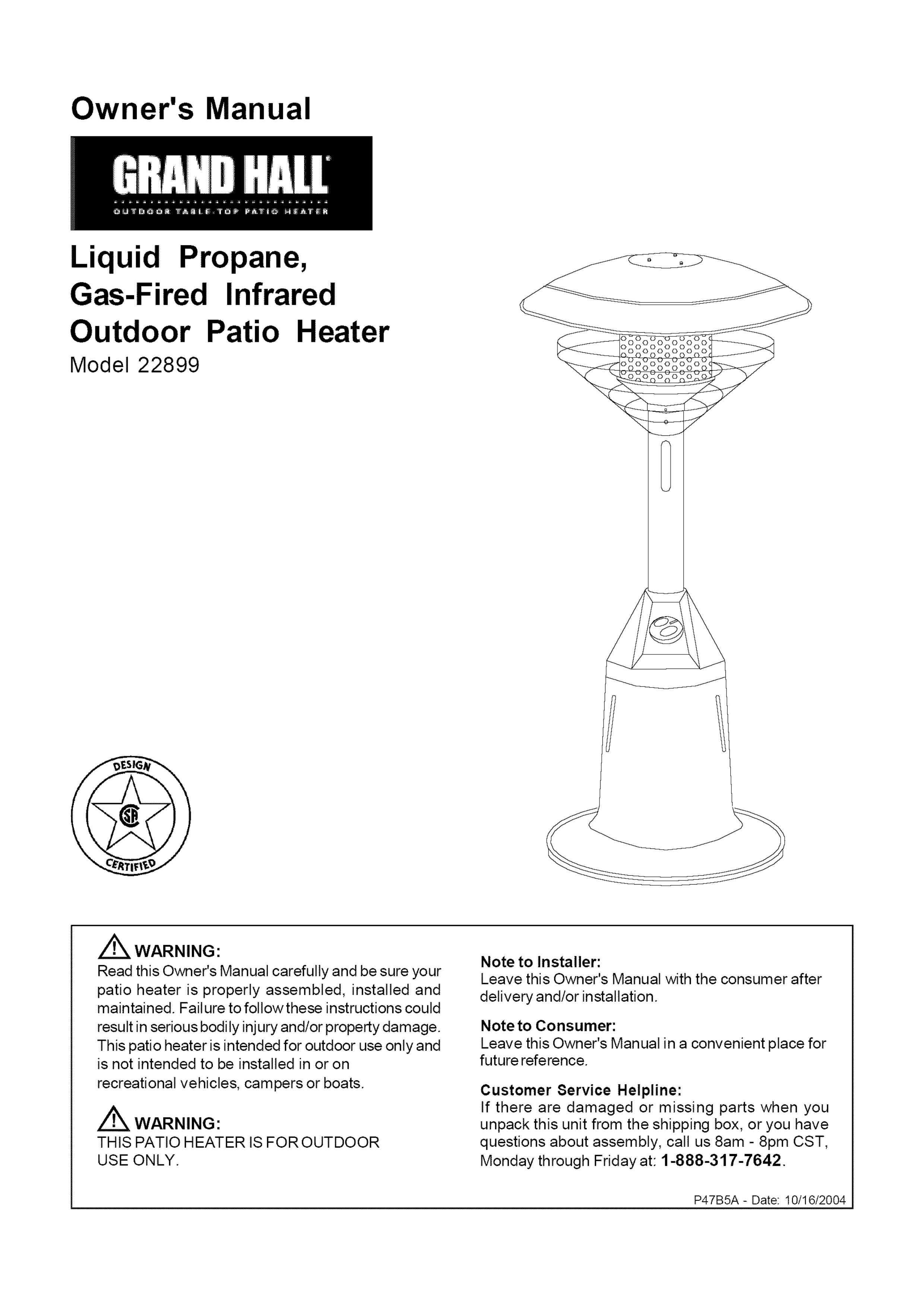 Grand Hall 22899 Patio Heater User Manual (Page 1)