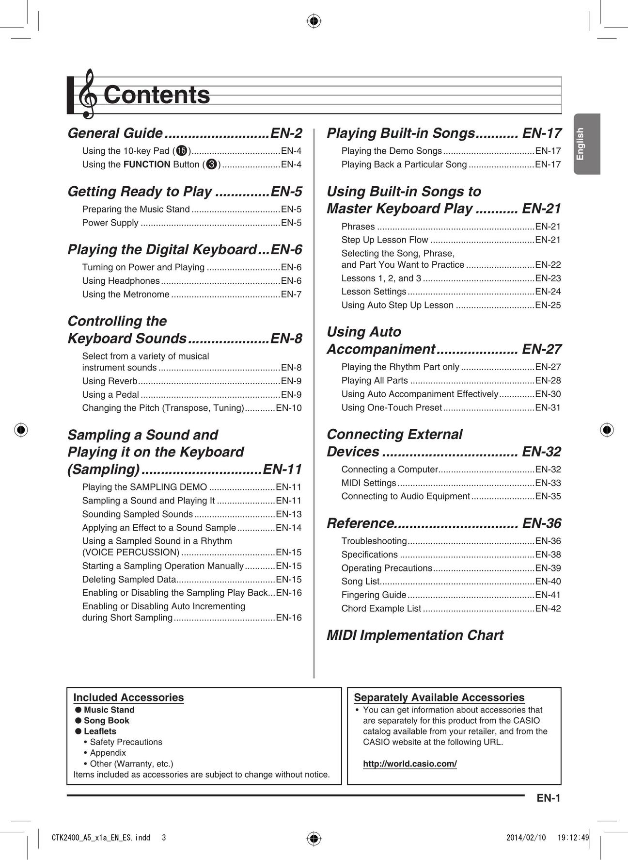 Casio 2400 Musical Toy Instrument User Manual (Page 3)