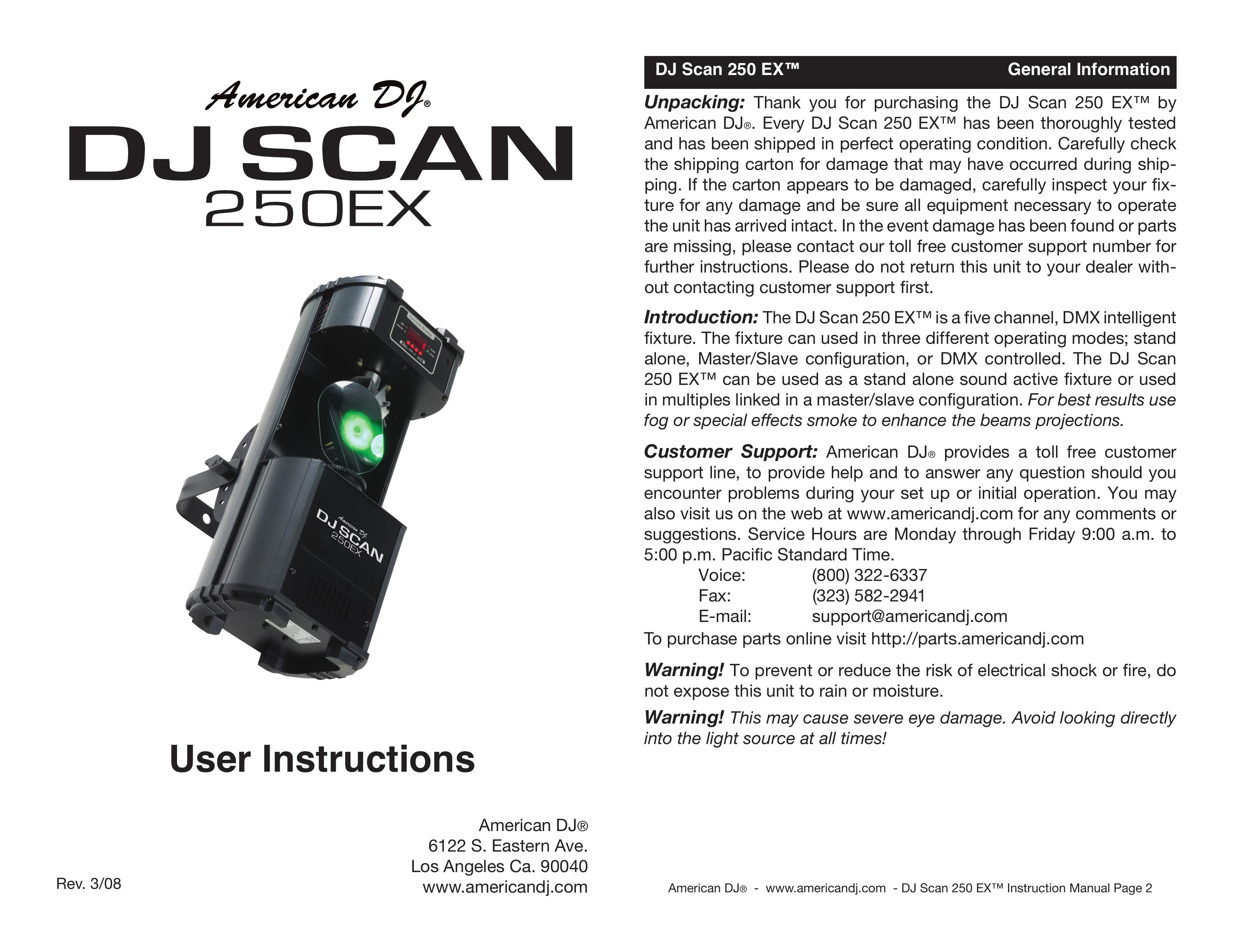 American DJ 250EX DJ Equipment User Manual (Page 1)