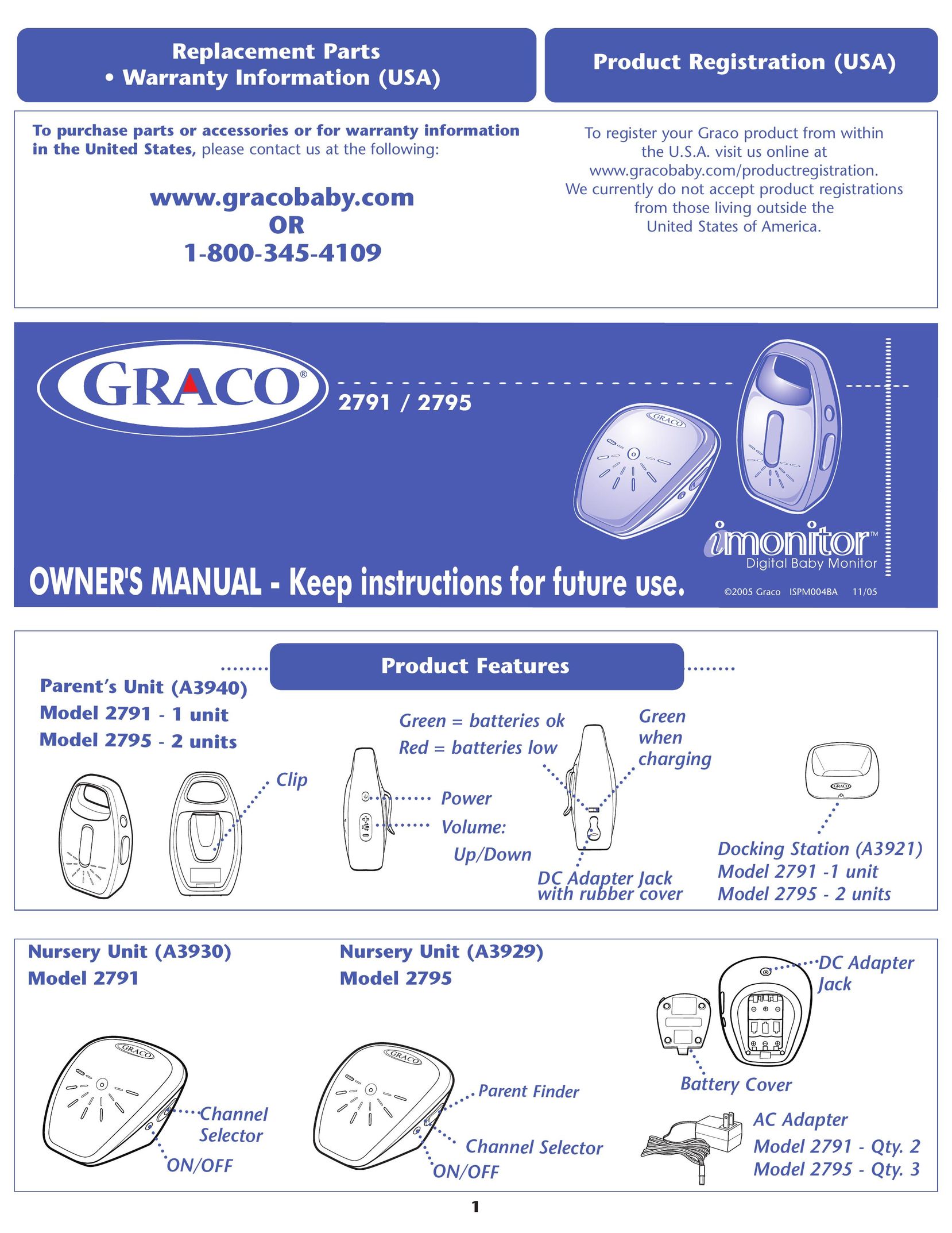 Graco 2795 Baby Monitor User Manual (Page 1)