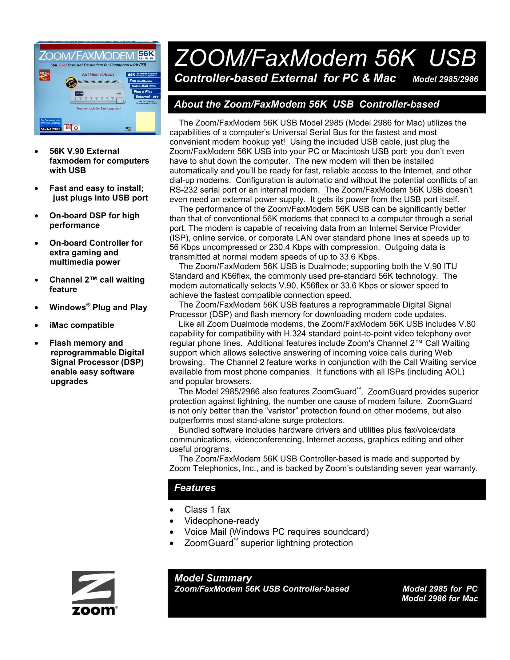 Zoom 2985 Network Router User Manual (Page 1)