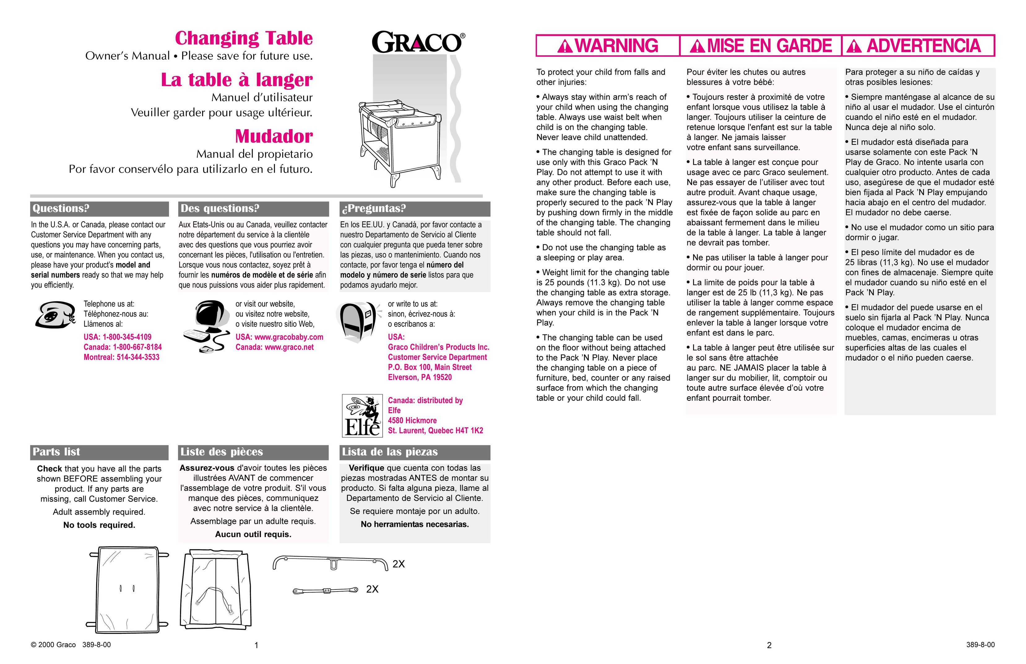 Graco 389-8-00 Baby Furniture User Manual (Page 1)