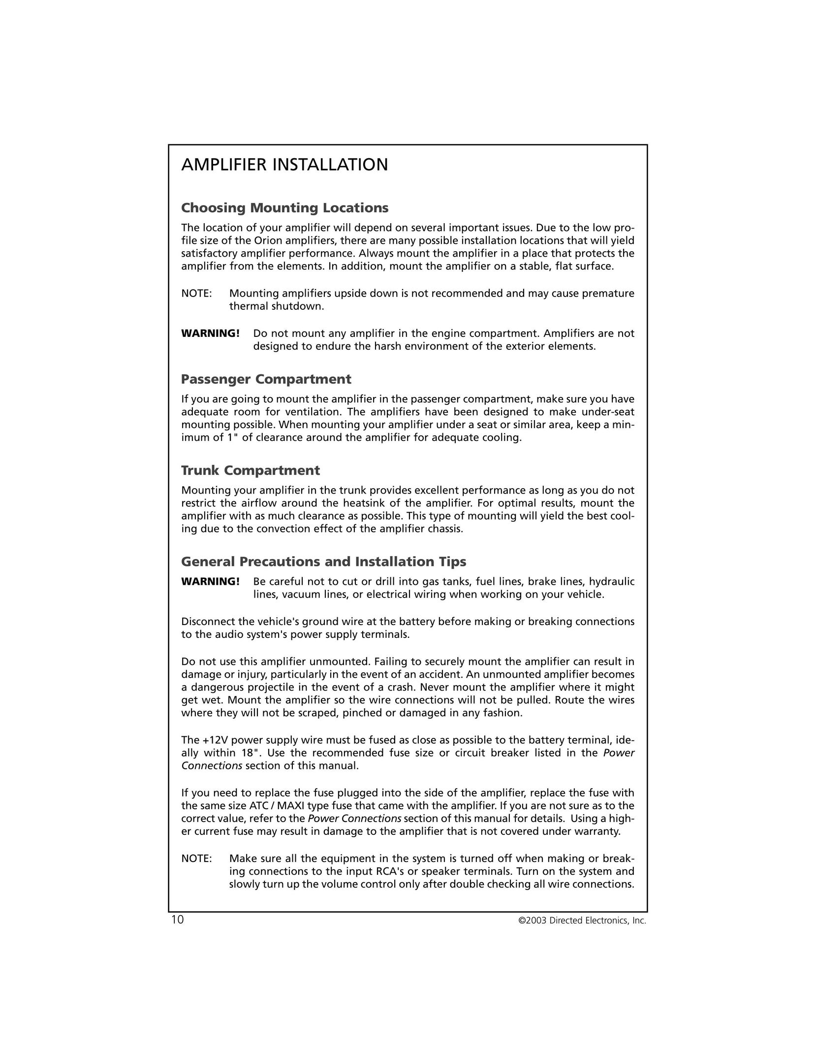 Orion Car Audio 4004 Stereo Amplifier User Manual (Page 11)