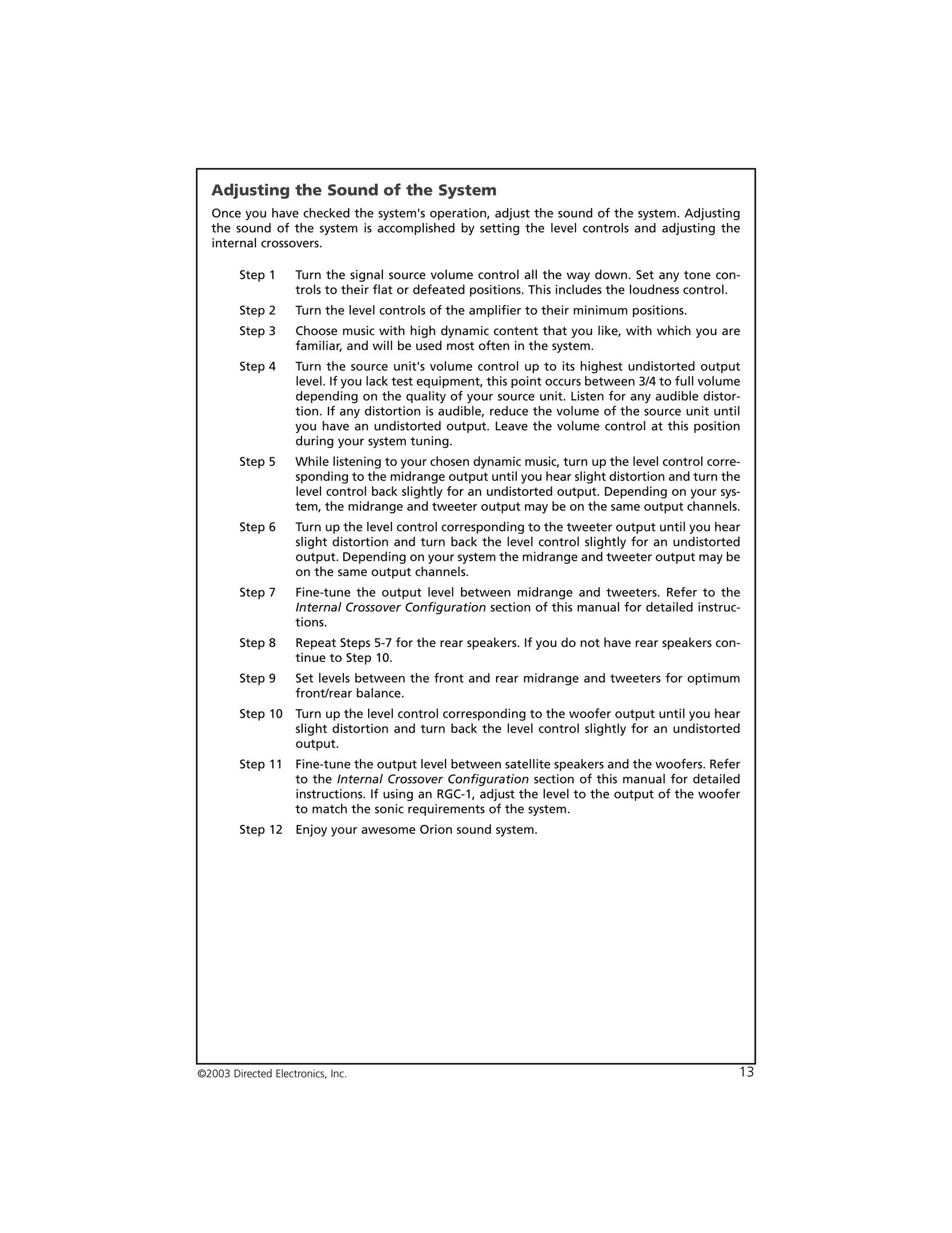 Orion Car Audio 4004 Stereo Amplifier User Manual (Page 14)