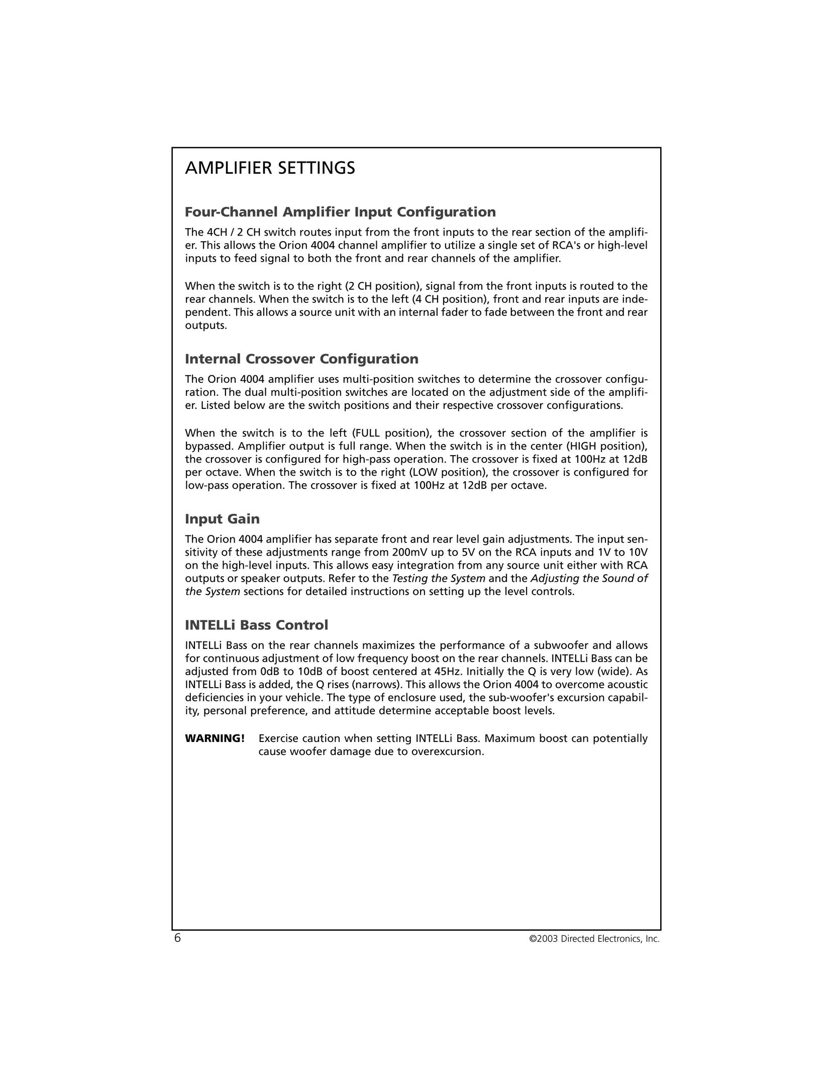 Orion Car Audio 4004 Stereo Amplifier User Manual (Page 7)
