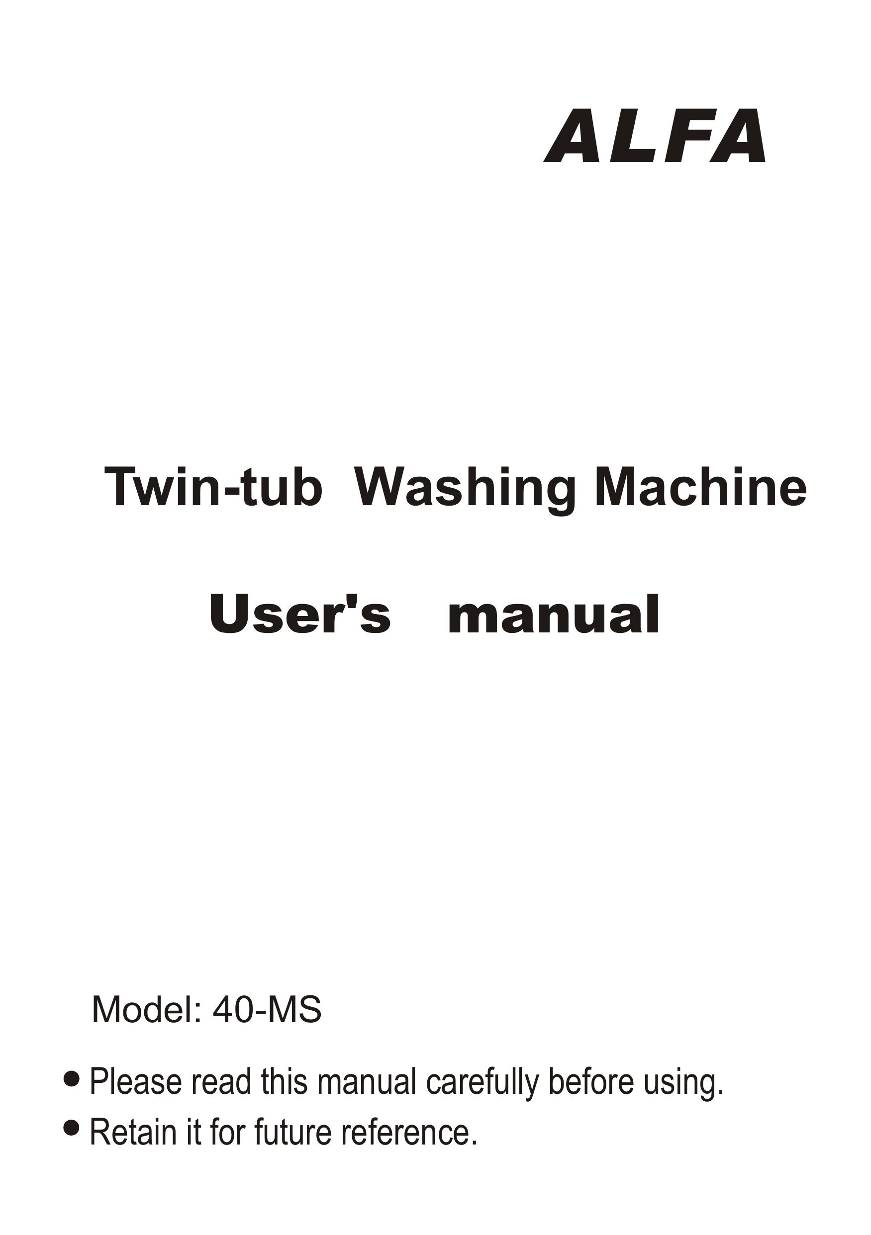 ALFA 40-MS Washer/Dryer User Manual (Page 1)