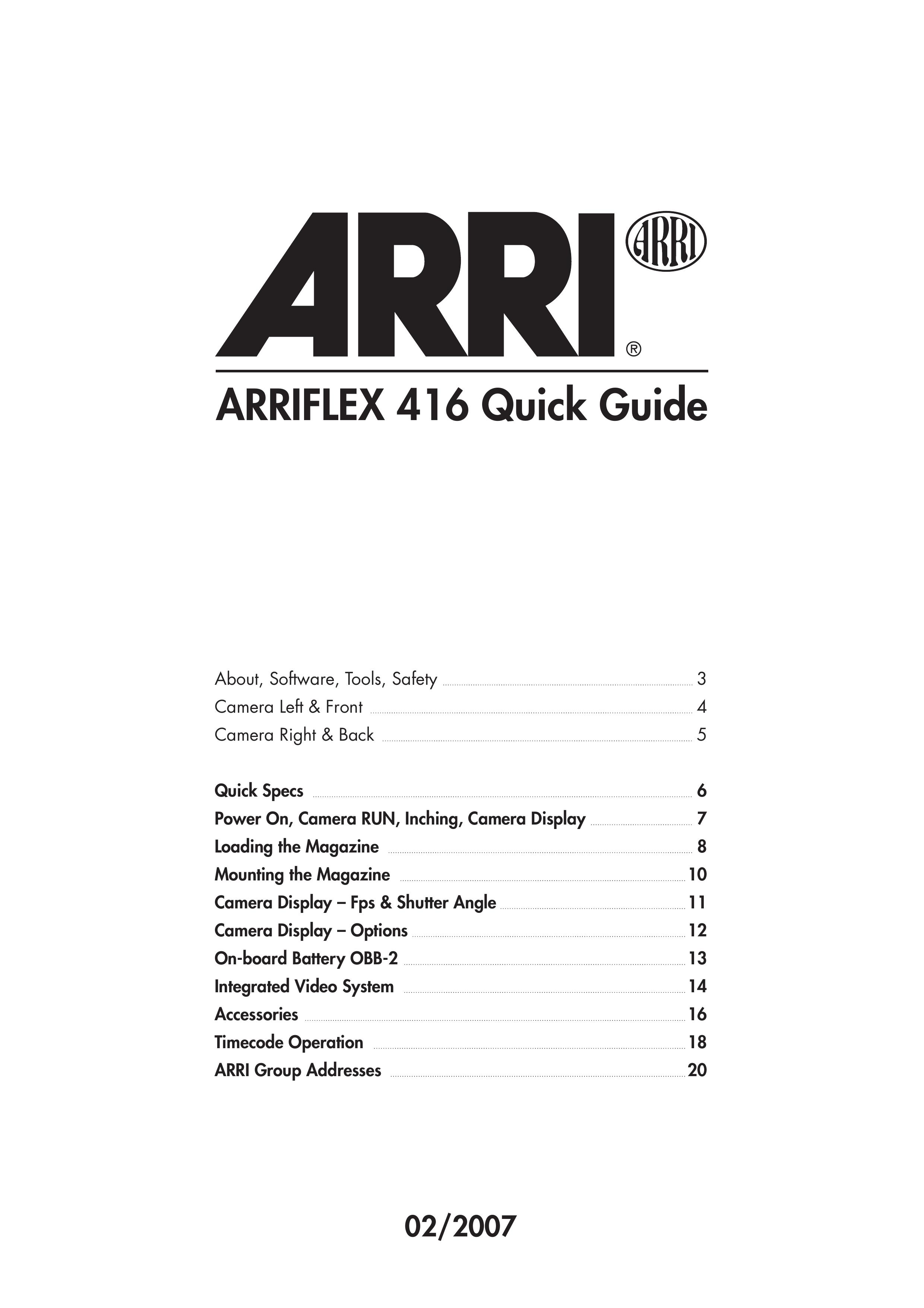 ARRI 416 Camcorder User Manual (Page 1)