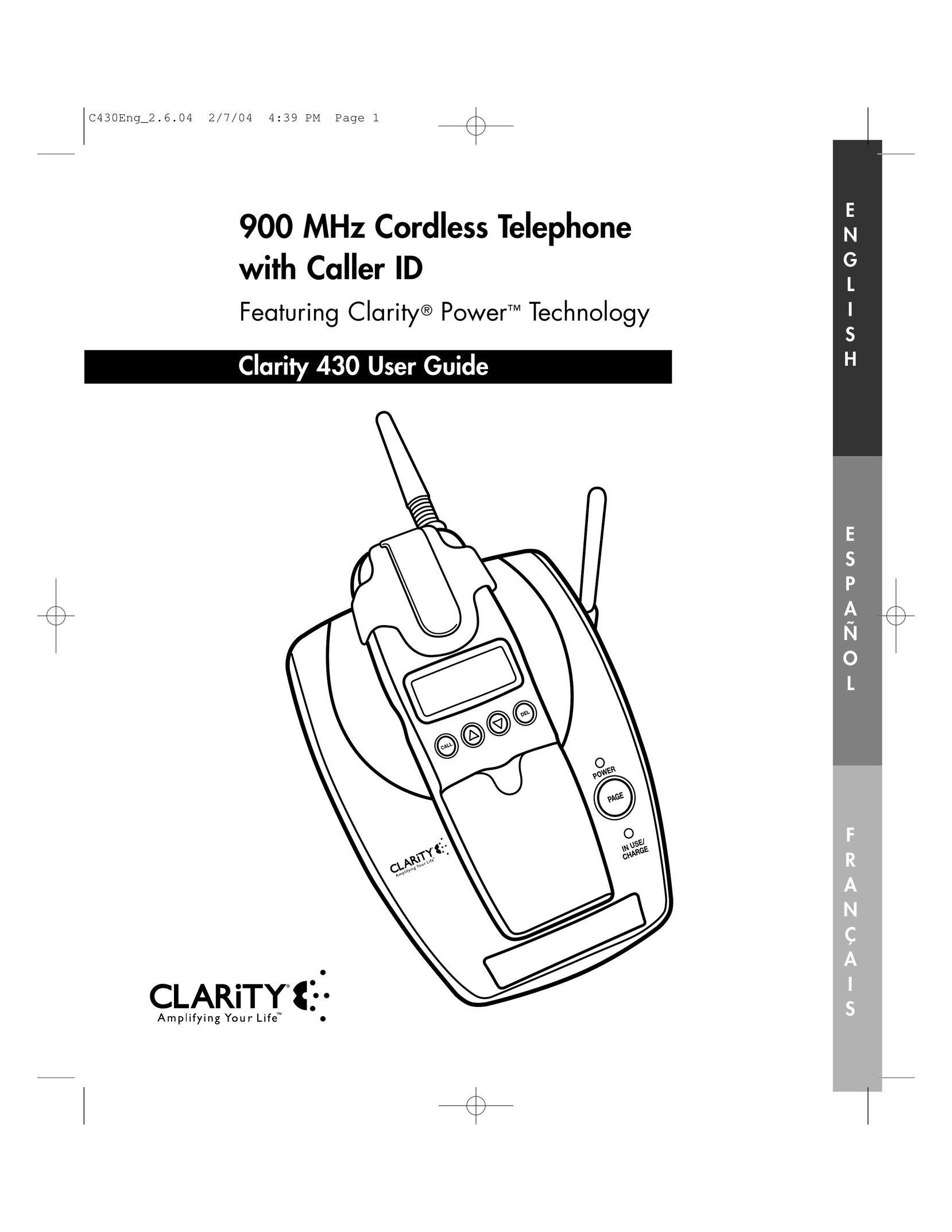 Clarity 430 Cordless Telephone User Manual (Page 1)