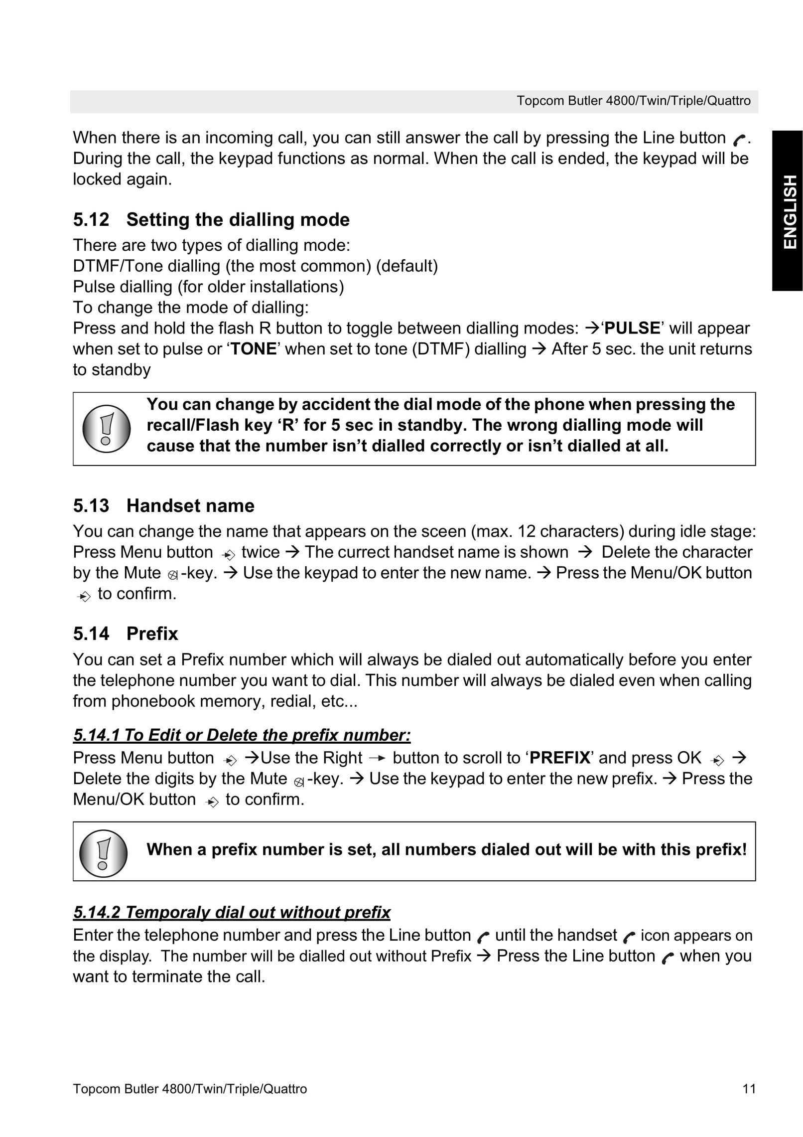 Topcom 4800 Cordless Telephone User Manual (Page 11)
