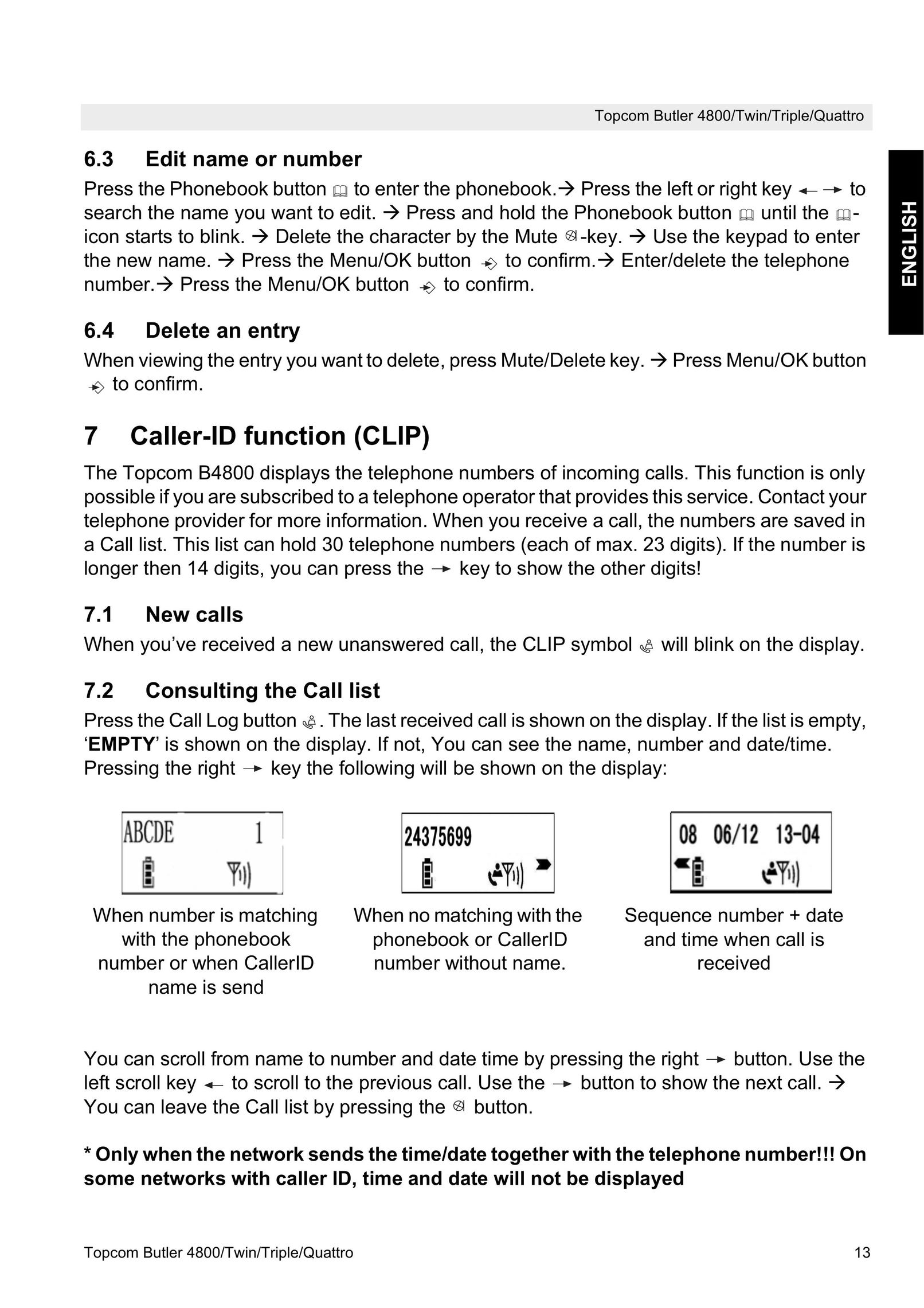 Topcom 4800 Cordless Telephone User Manual (Page 13)