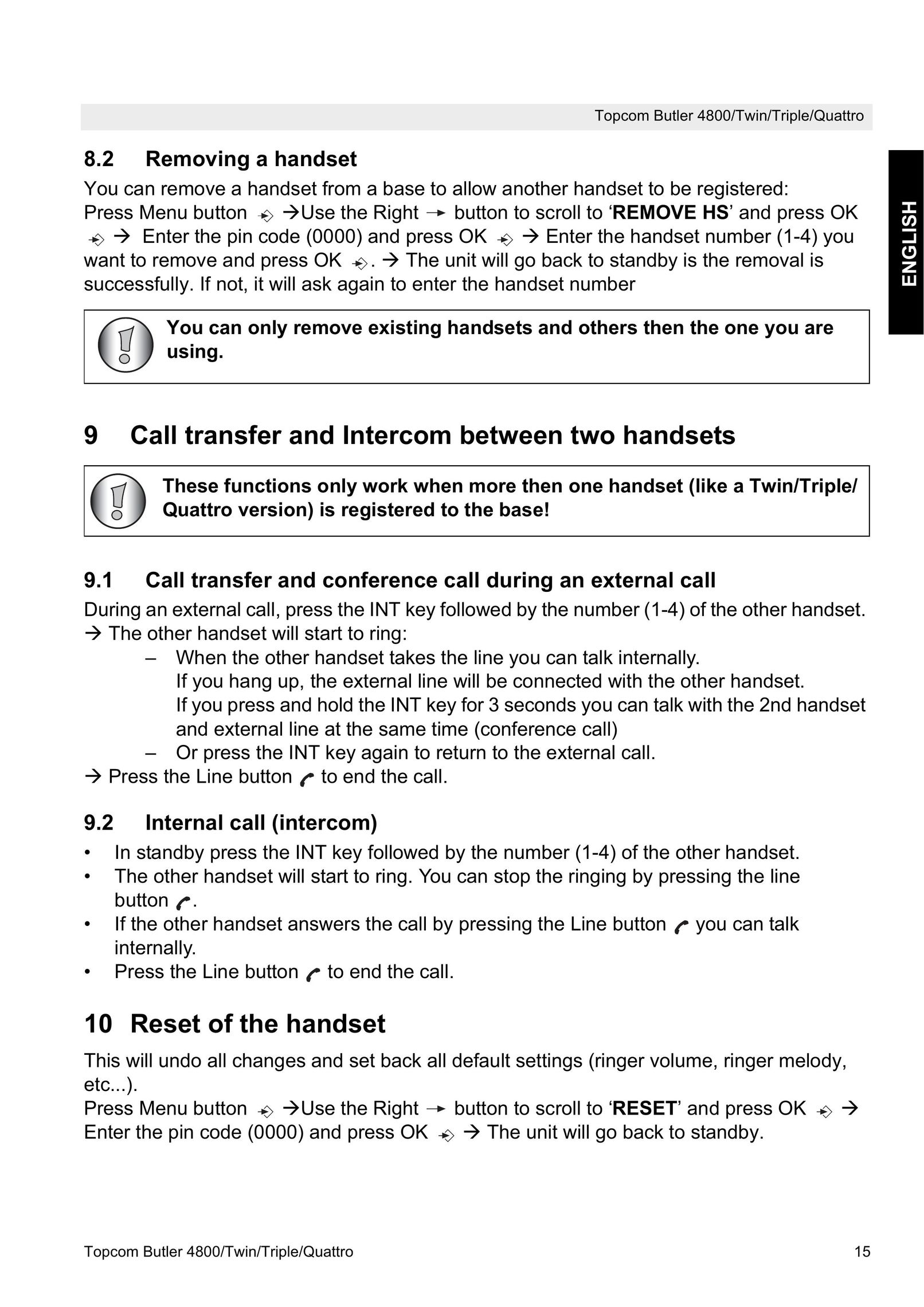 Topcom 4800 Cordless Telephone User Manual (Page 15)