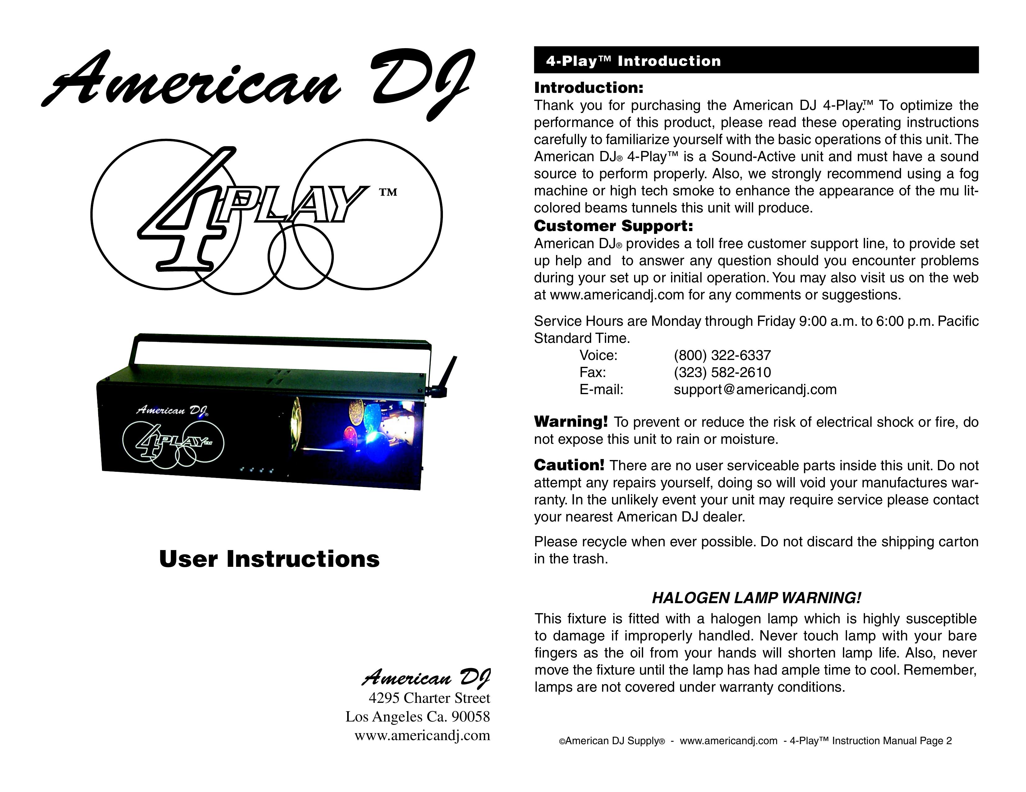 American DJ 4Play DJ Equipment User Manual (Page 1)