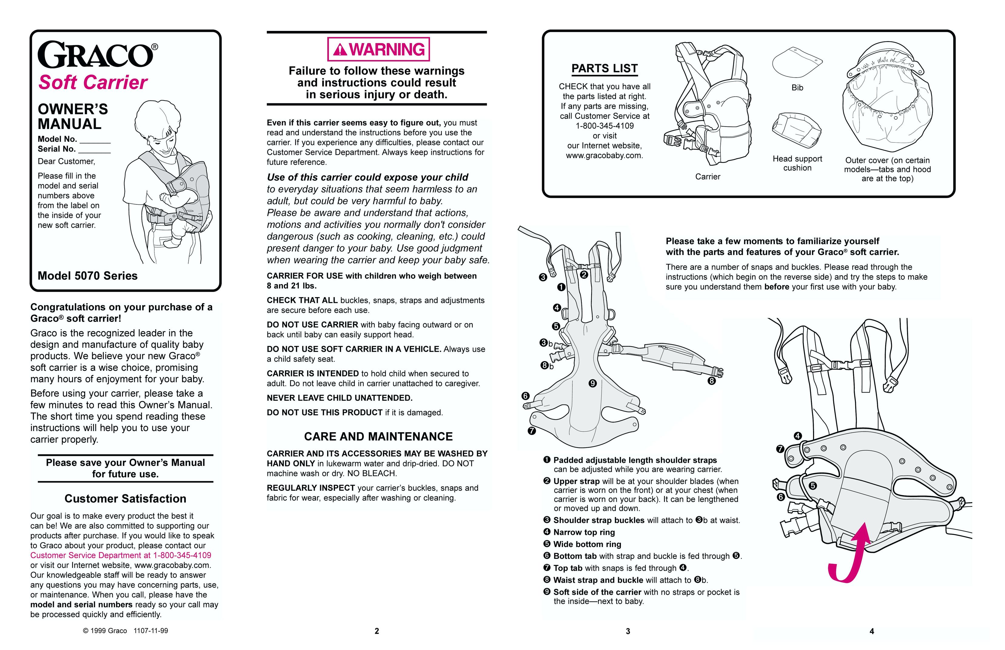 Graco 5077 Baby Carrier User Manual (Page 1)
