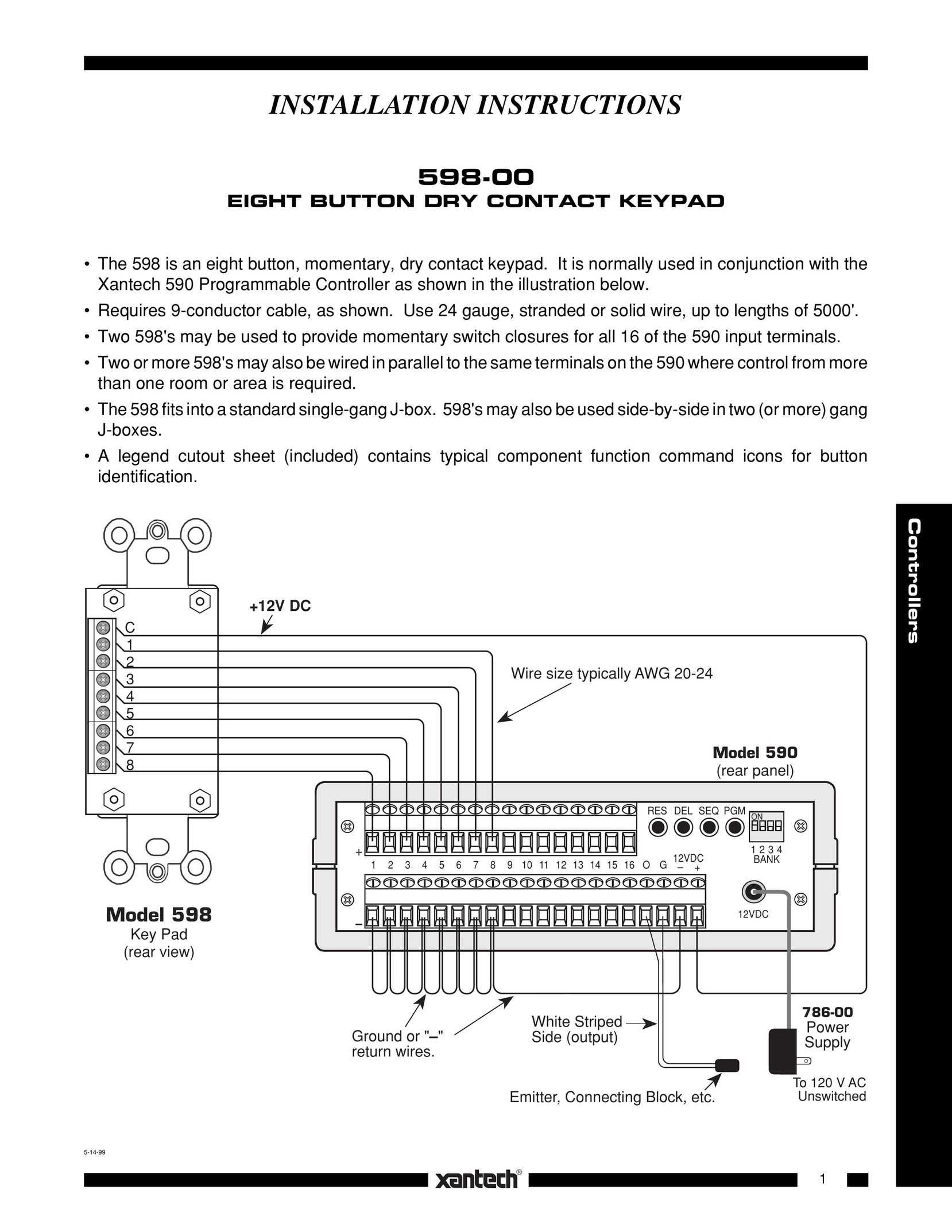 Xantech 598-00 Computer Keyboard User Manual (Page 1)