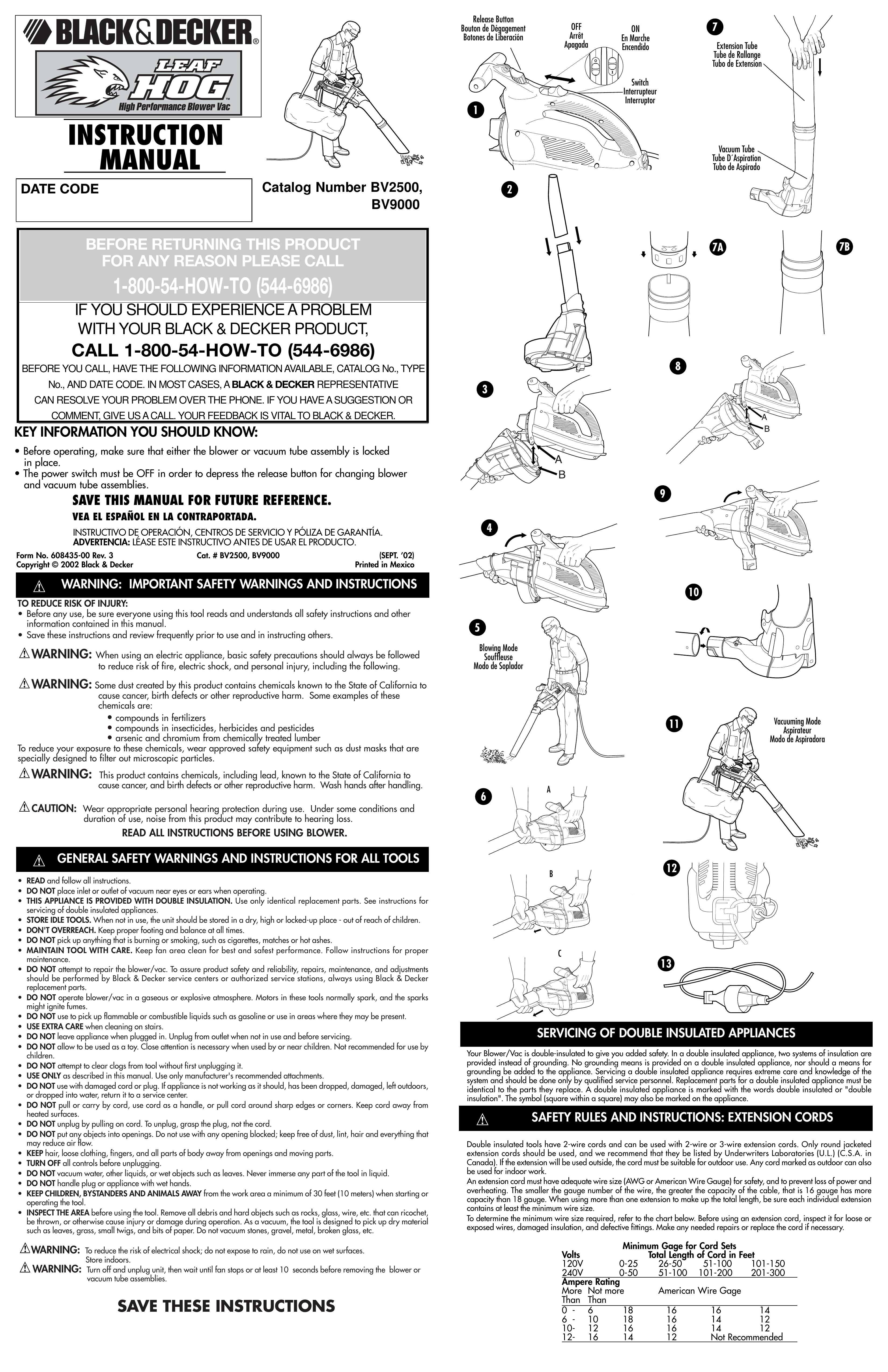 Black & Decker 608435-00 Blower User Manual (Page 1)