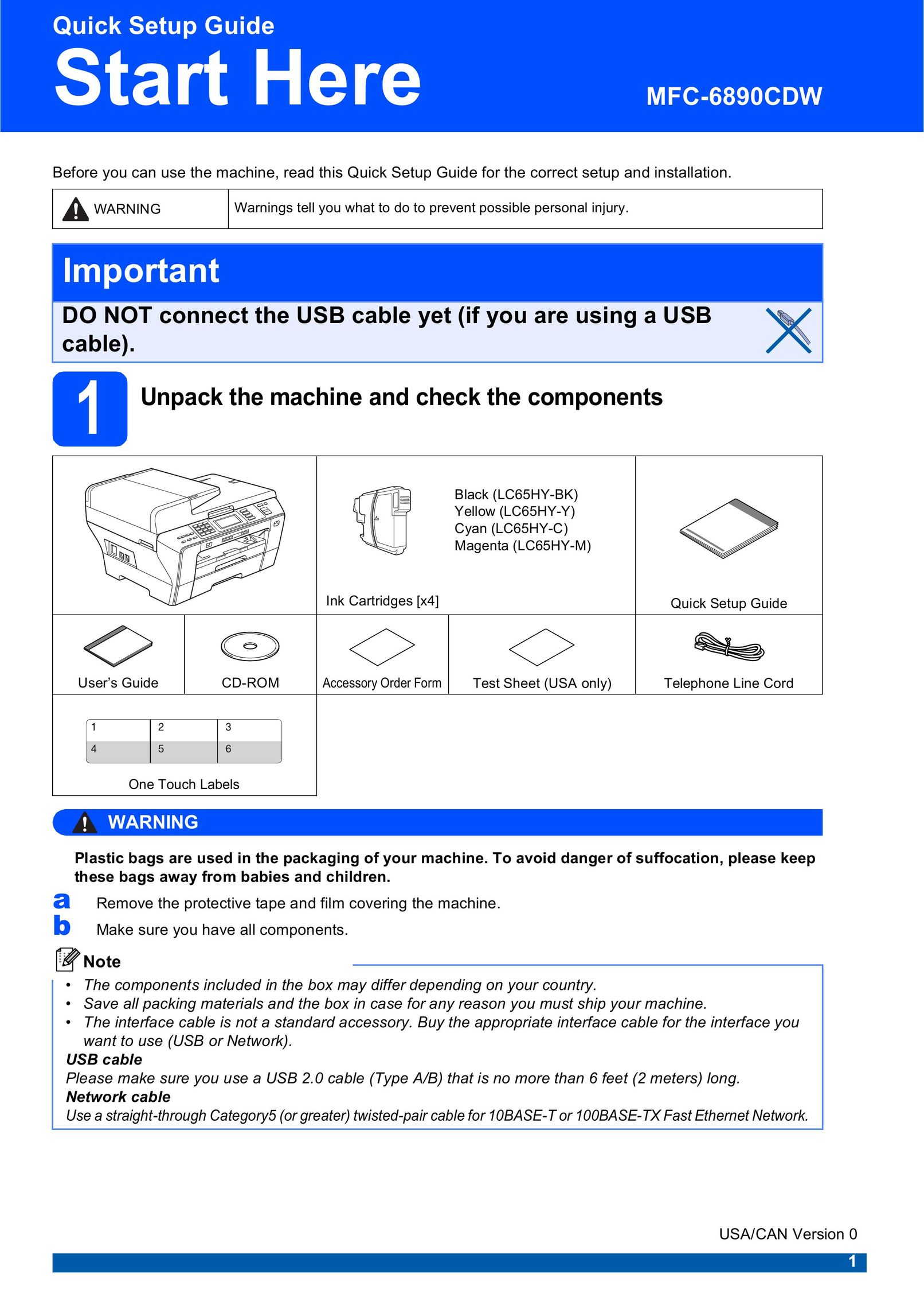 Brother 6890CDW All in One Printer User Manual (Page 1)