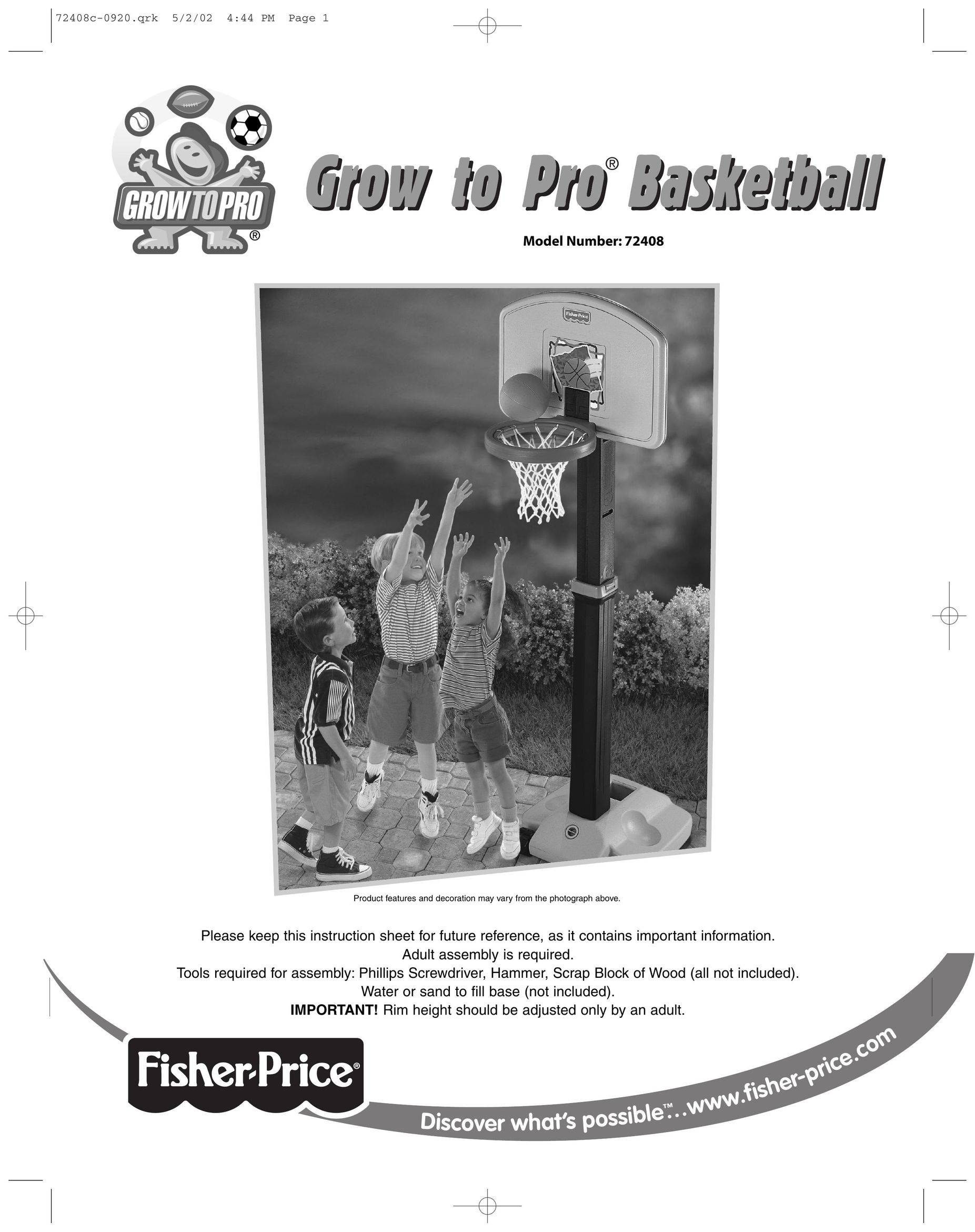 Fisher-Price 72408 Fitness Equipment User Manual (Page 1)