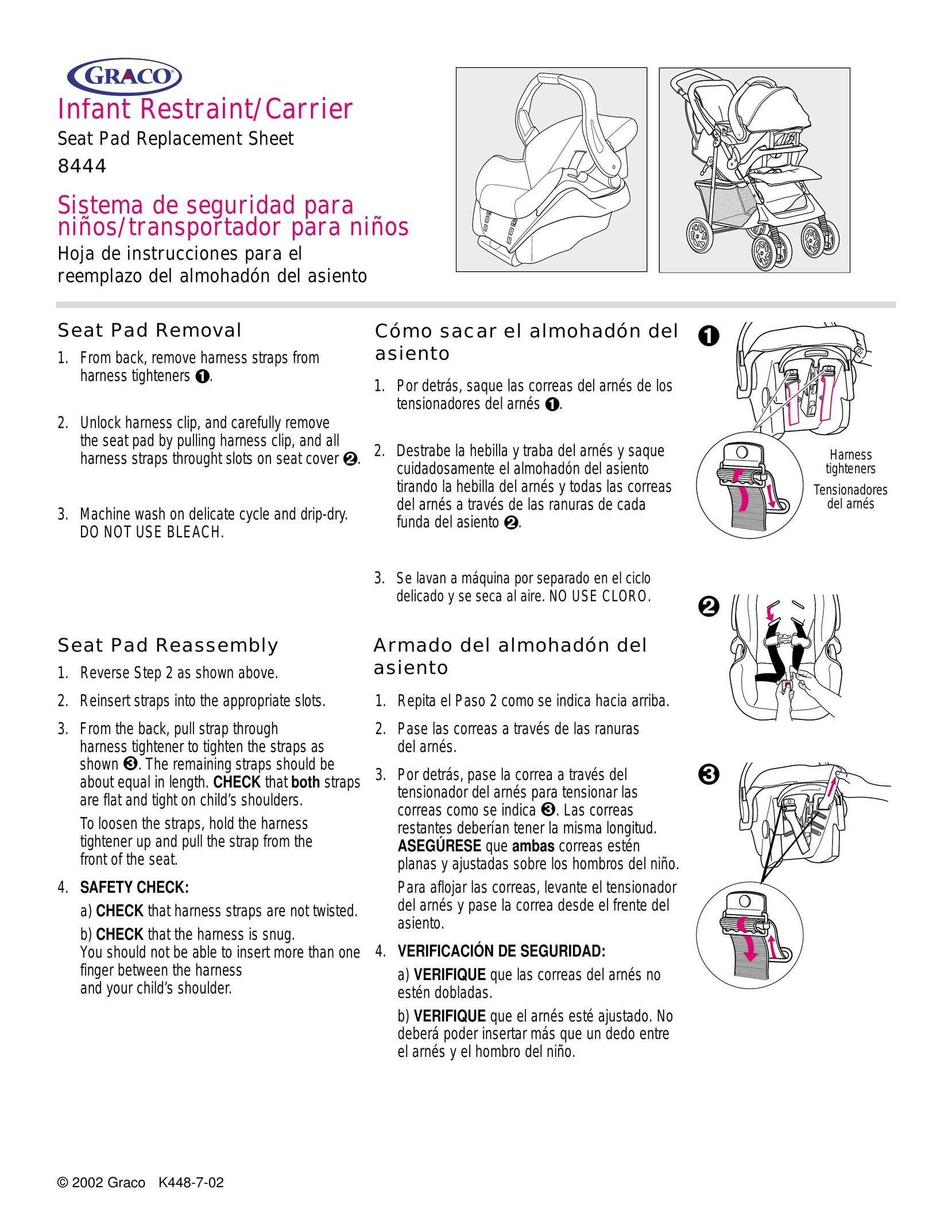 Graco 844 Baby Carrier User Manual (Page 1)