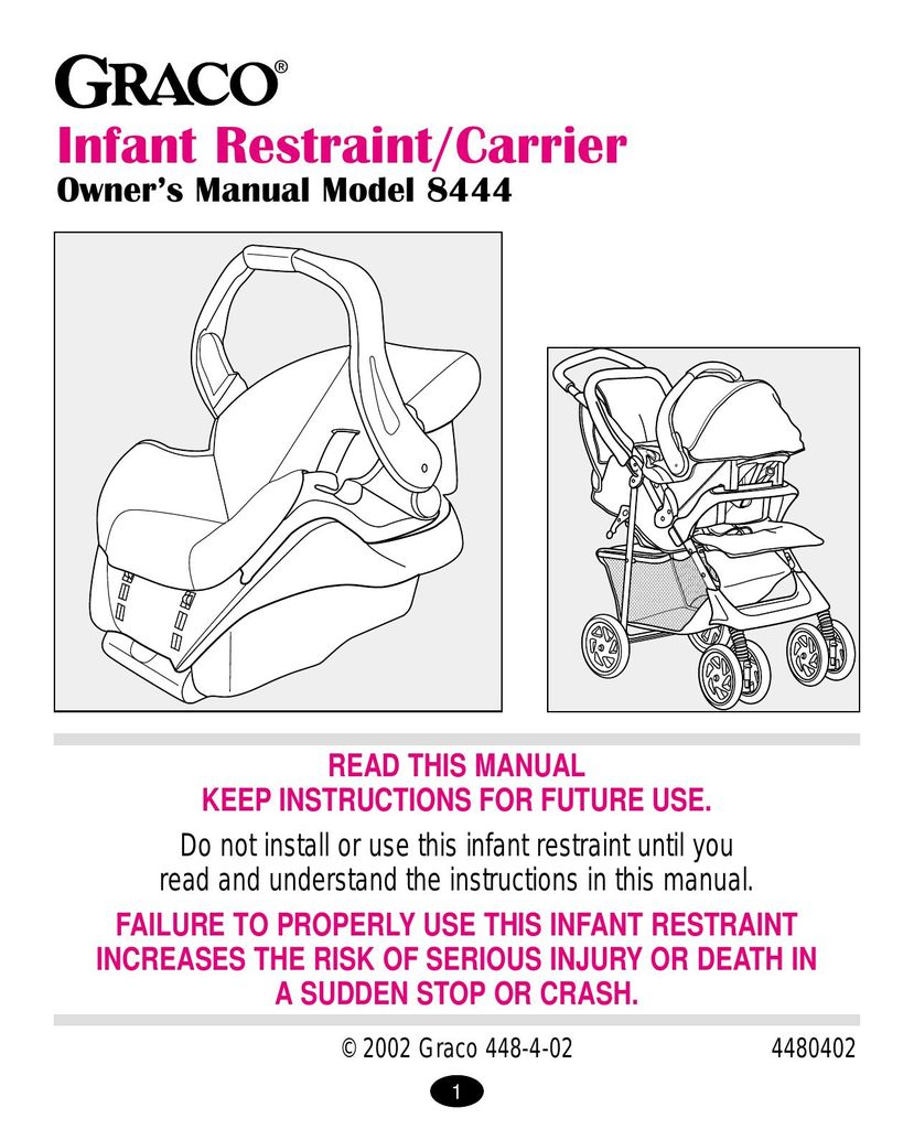 Graco 8444 Baby Carrier User Manual (Page 1)