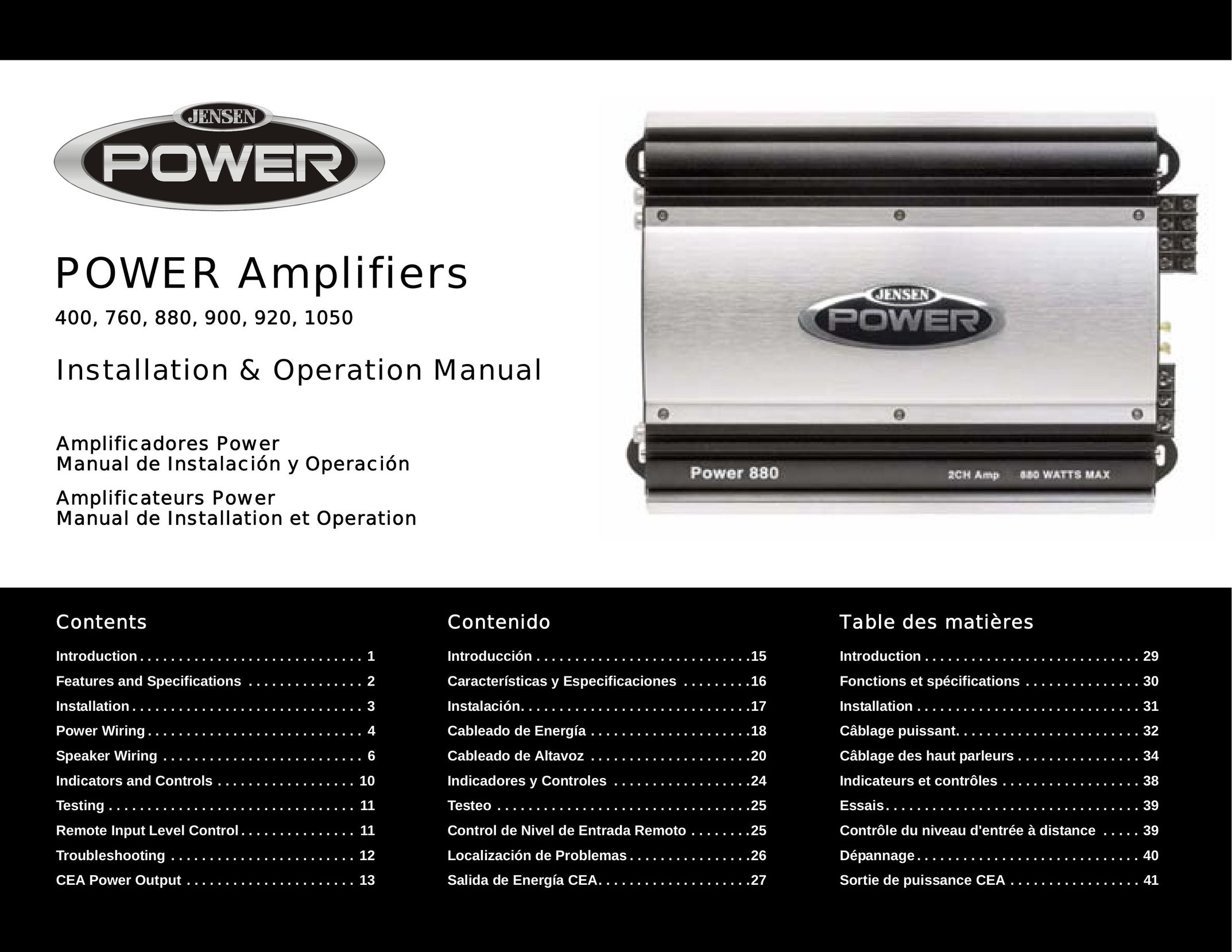 Jensen 920 Car Amplifier User Manual (Page 1)