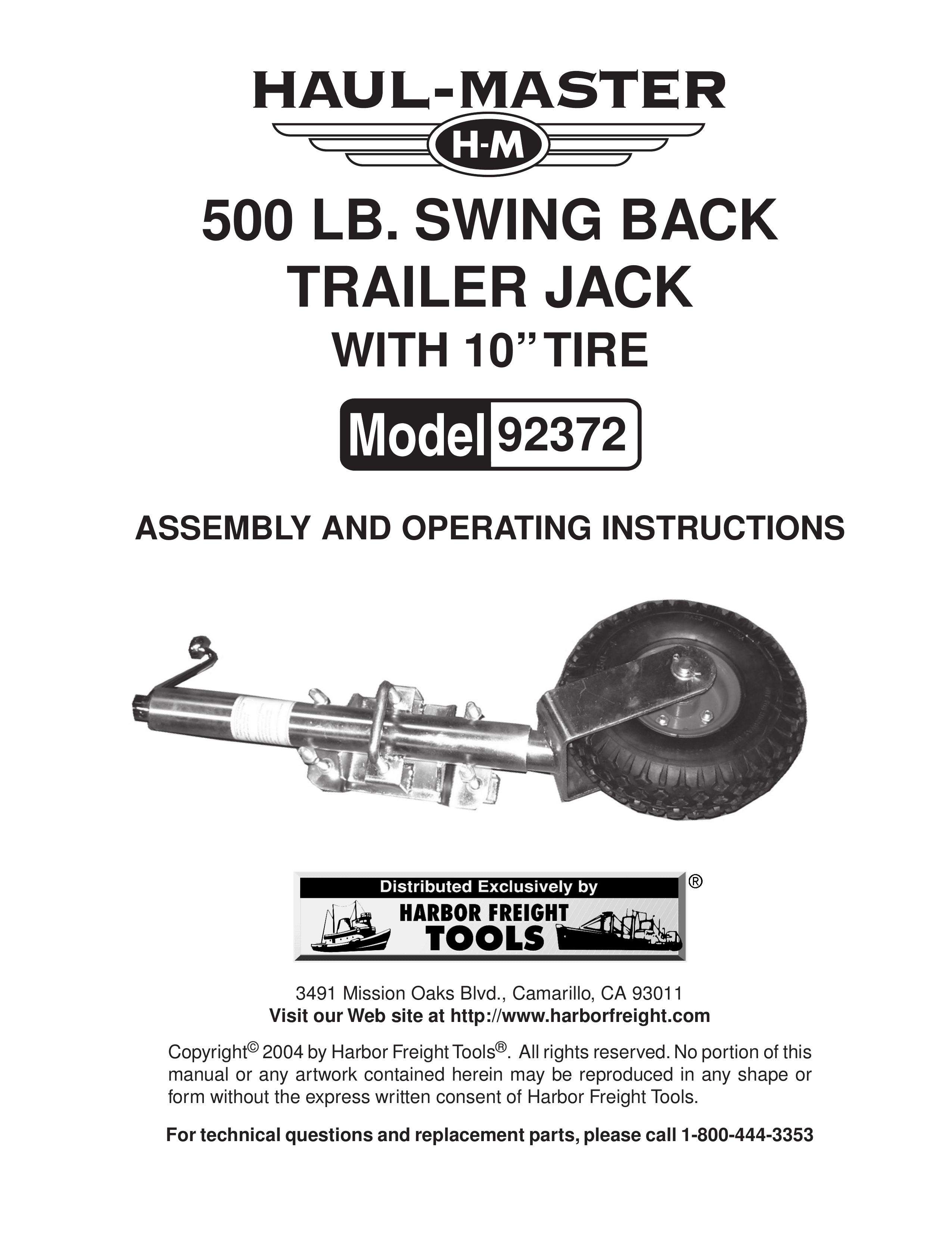 Harbor Freight Tools 92372 Boat Trailer User Manual (Page 1)